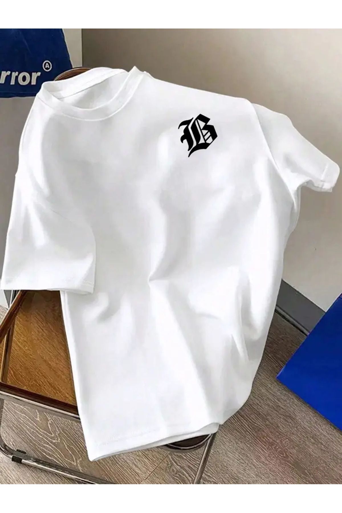 Aqweem Erkek Temel Rahat Kısa Kollu Monogram Baskılı T-Shirt XS-7XL