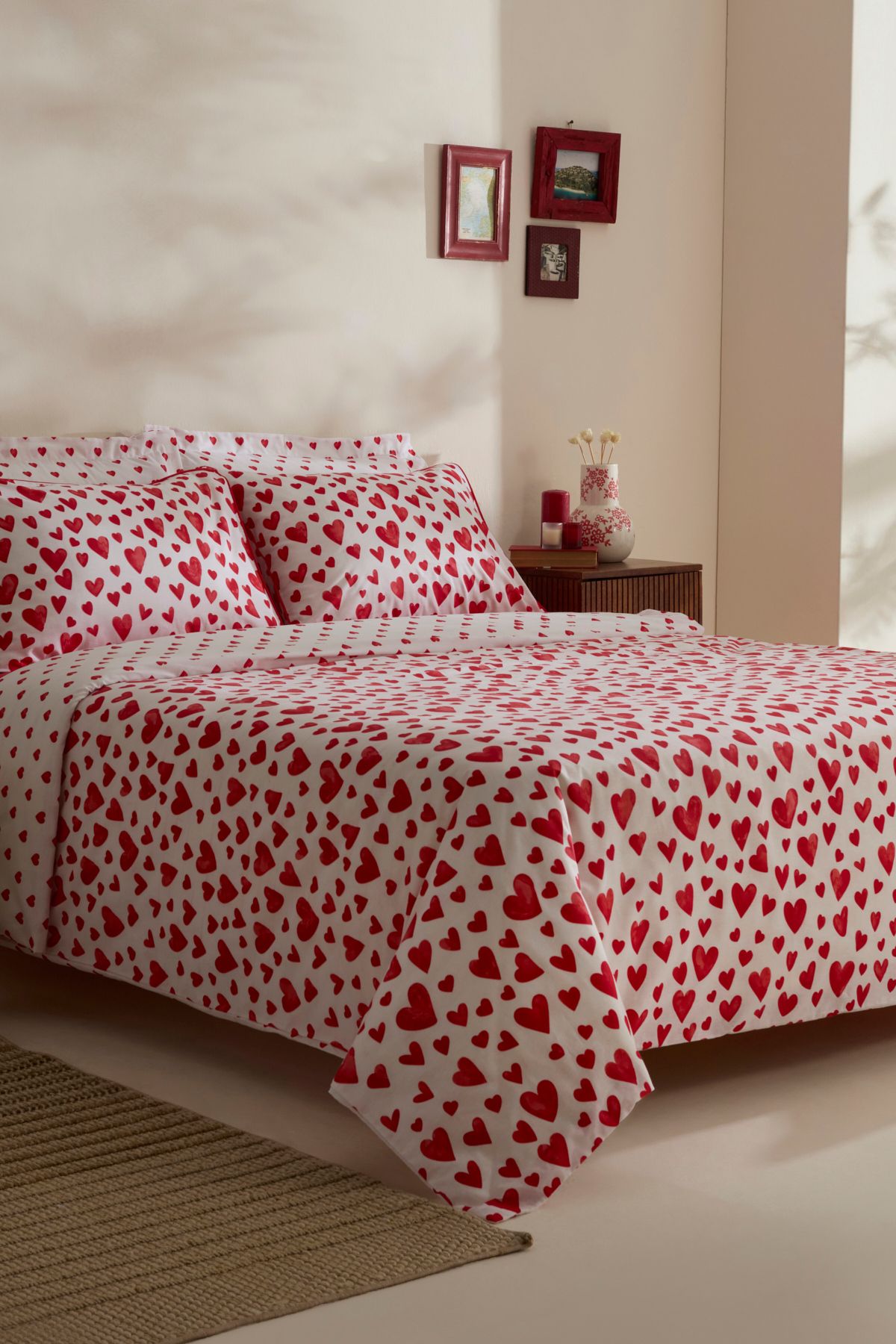 Karaca Home-Amour Bliss Red Double 100% Cotton Bedding Set 3