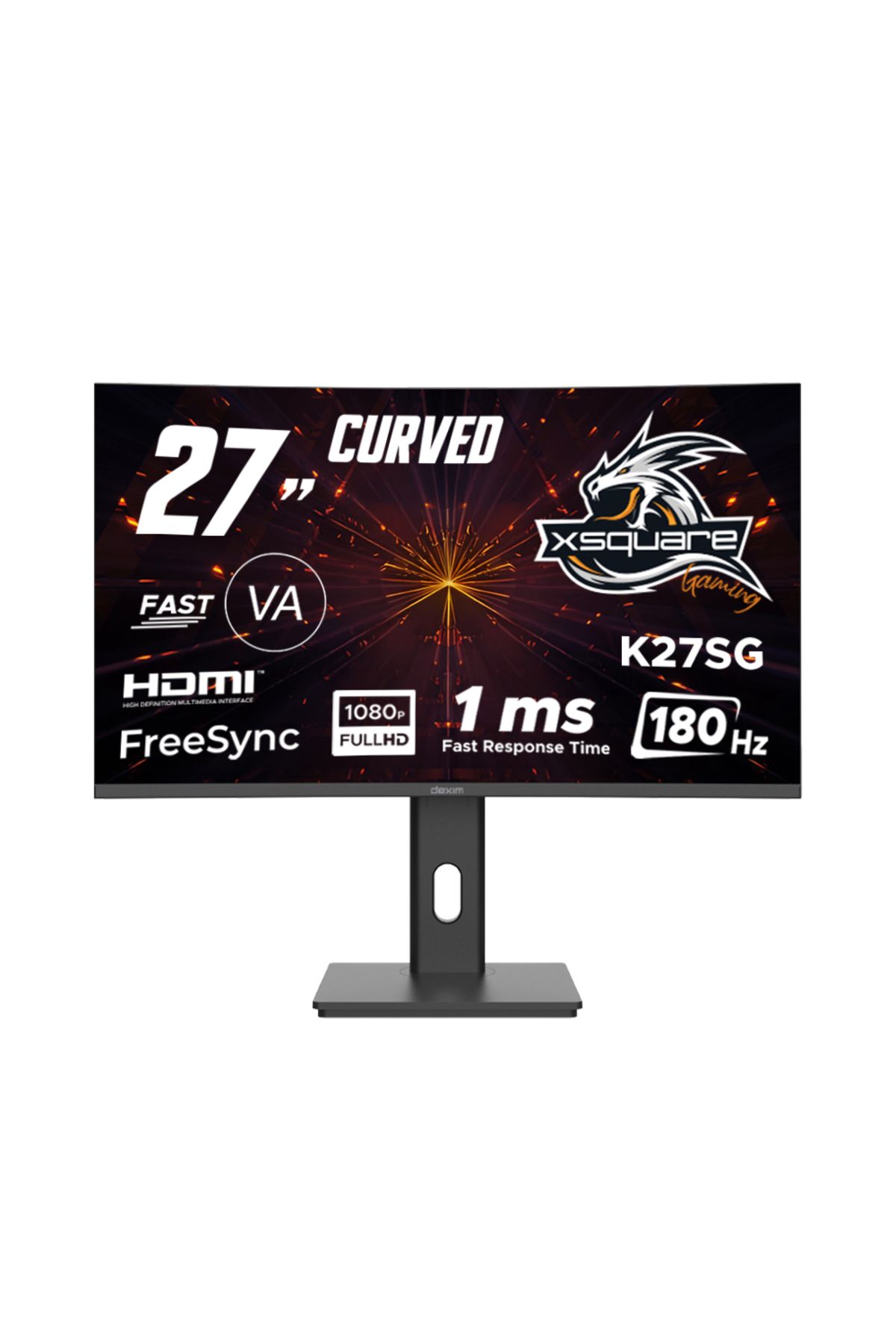 Dexim K27sg 27'' 180hz 1ms (HDMI DP) Adaptive Sync Full Hd Curved Fast Va Gaming Pivot Monitör - Dmt007