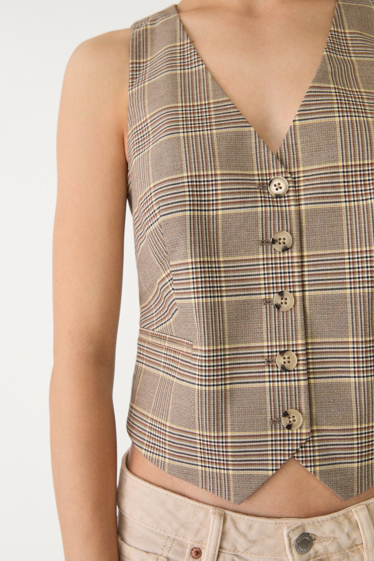 Stradivarius-Short check waistcoat 4