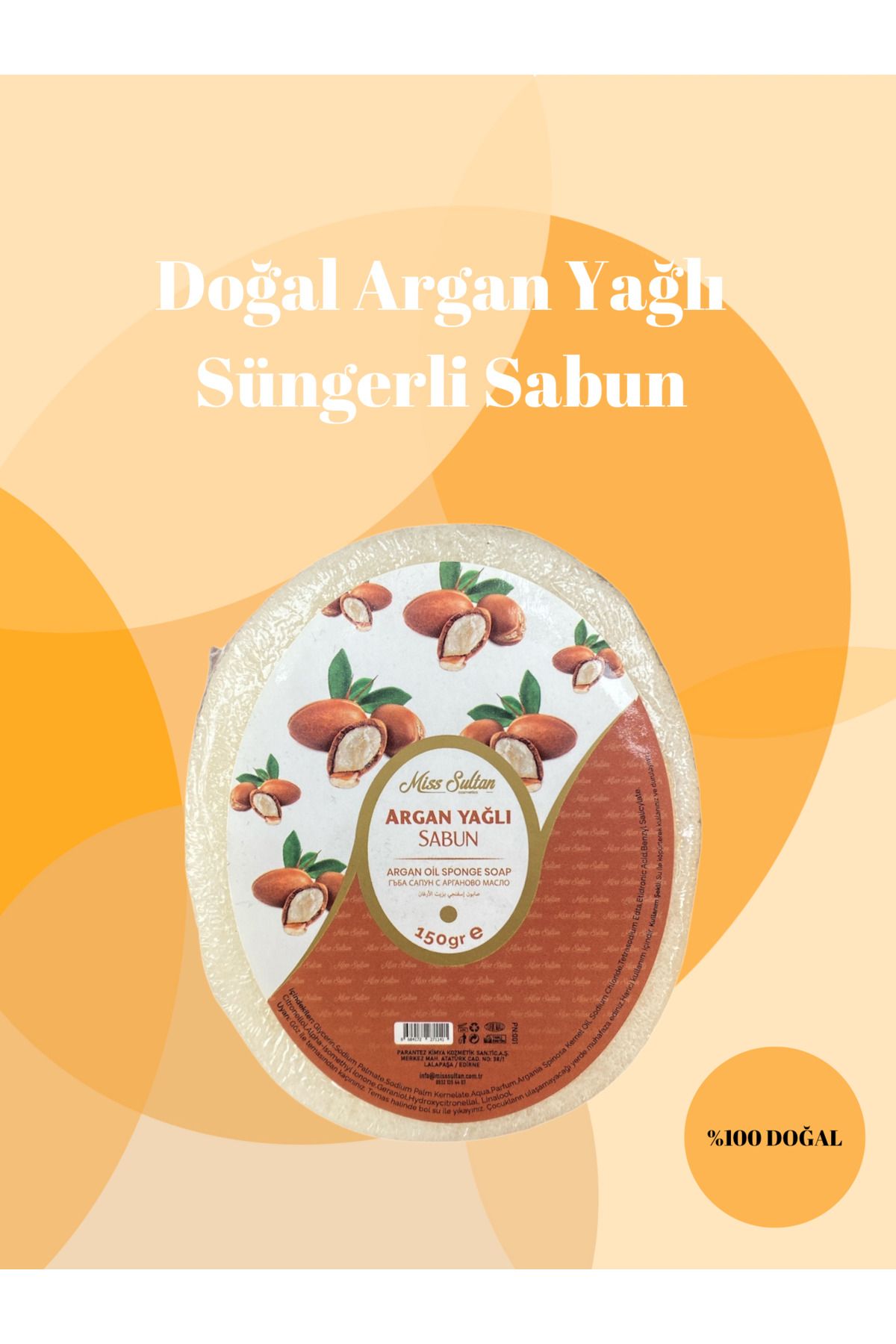 miss sultan Doğal Argan Yağlı Süngerli Sabun 150gr