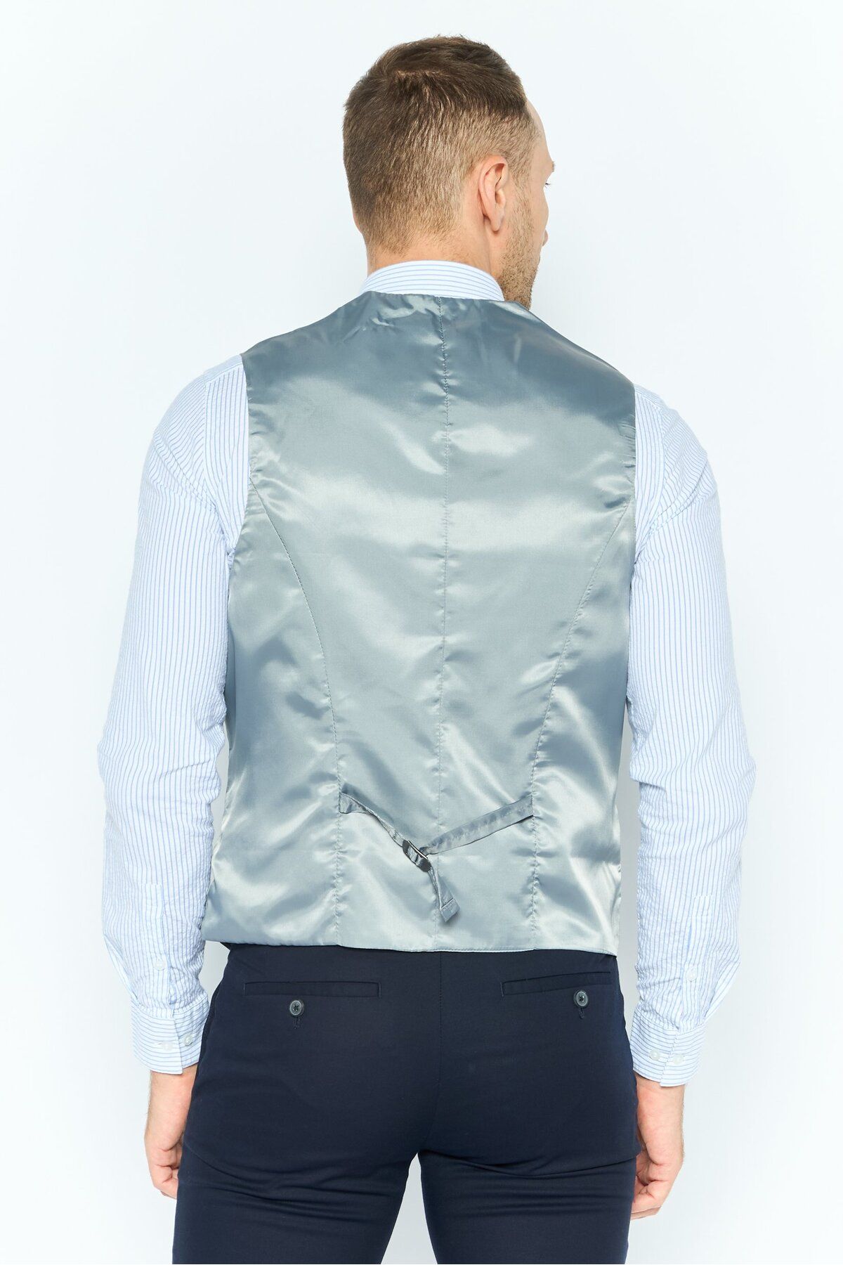 Asos Design-Men Skinny Fit Solid Waist Coat, Dark Grey 4