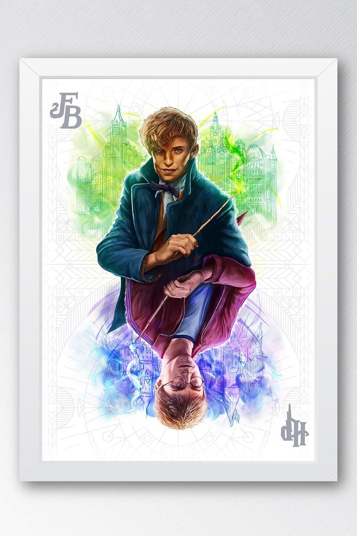 Saturn Harry Potter ve Newt Scamander Çerçeveli Tablo - Film Posteri Tablo