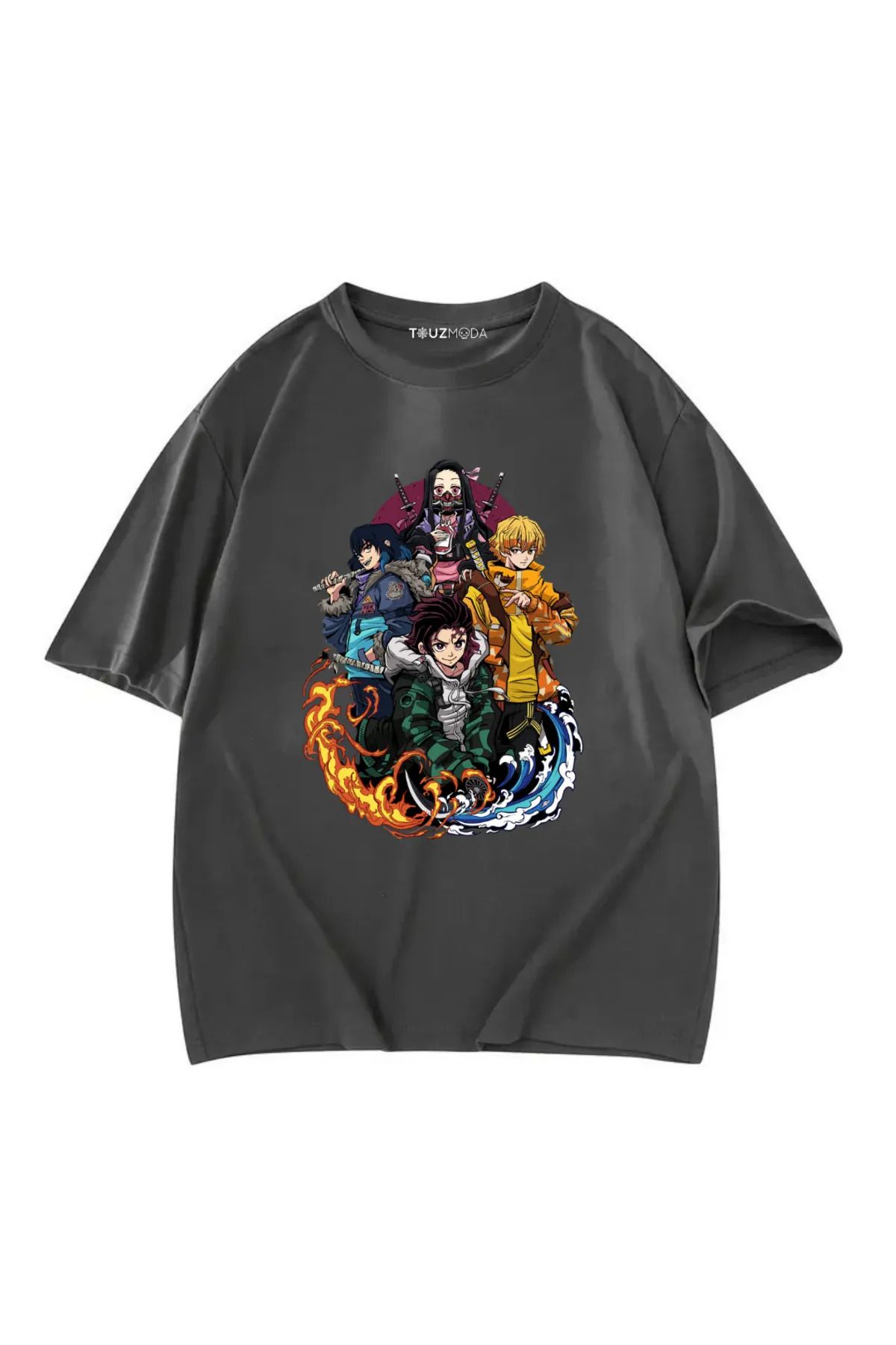 BİQ & TAQ BUTİK Anime Demon Slayer Baskılı Unisex Oversize T-Shirt