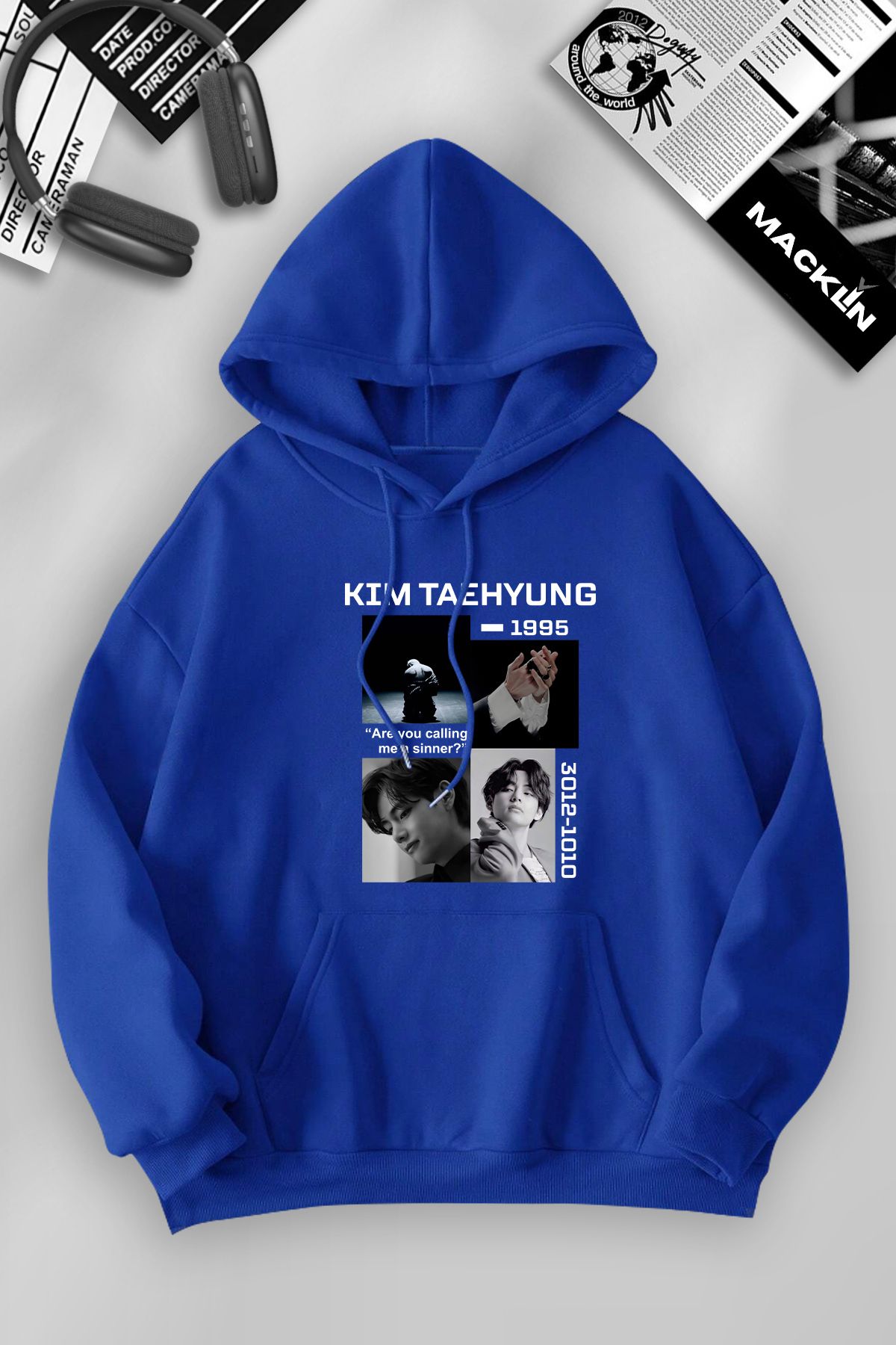 darkopia Unisex Kadın Erkek Kim Taehyung Baskılı Kapüşonlu Basic Sweatshirt