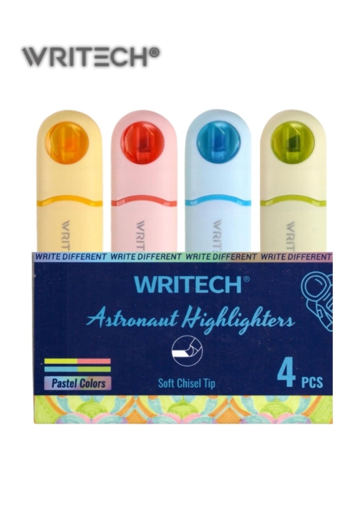 Writech Highlighters Astronaut (Fosforlu Kalemler) 4'Lü