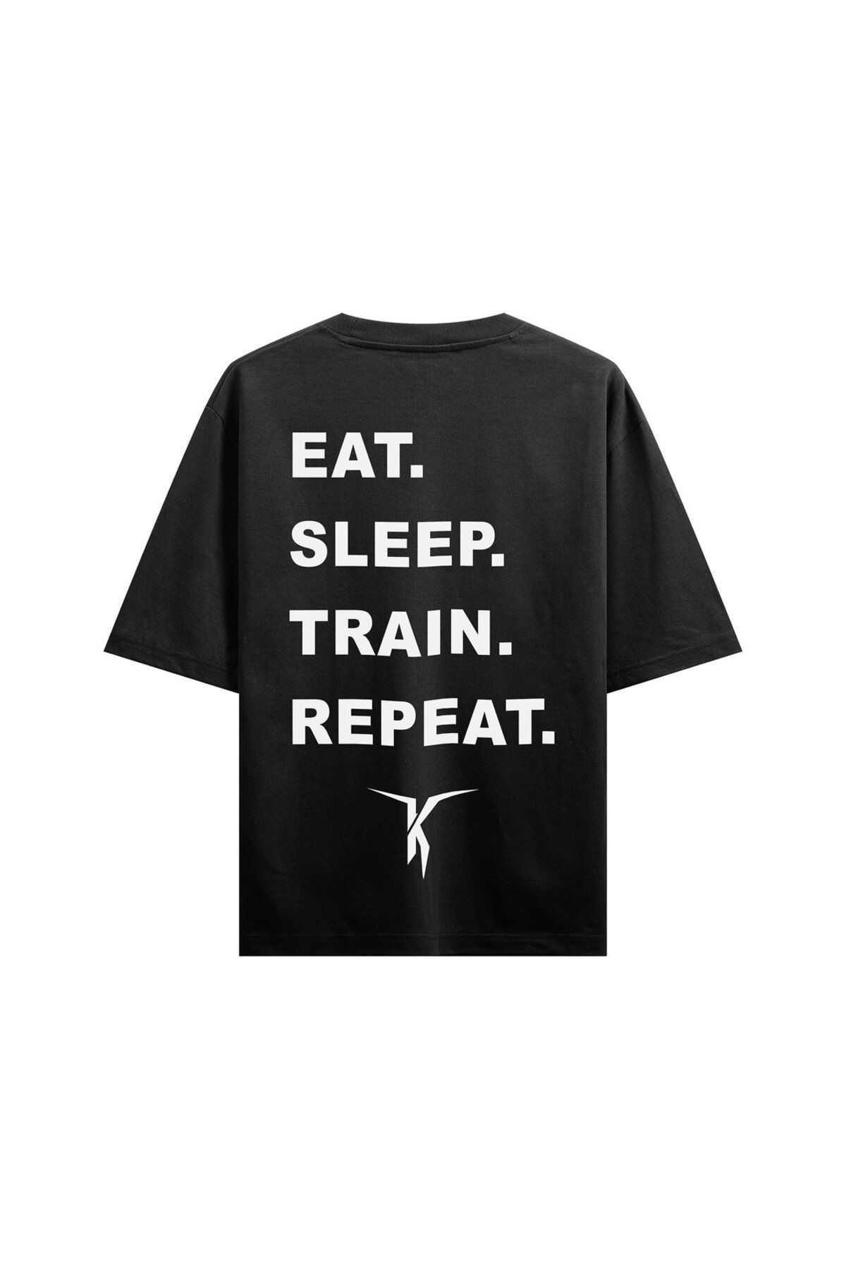 İNKER PRİNT CENTER EAT. SLEEP. TRAIN. REPEAT. – Unisex Boxy Oversize T-Shirt