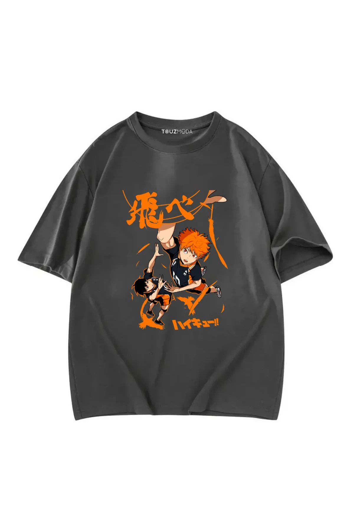 BİQ & TAQ BUTİK Anime Karasuno Haikyuu Baskılı Unisex Oversize T-Shirt