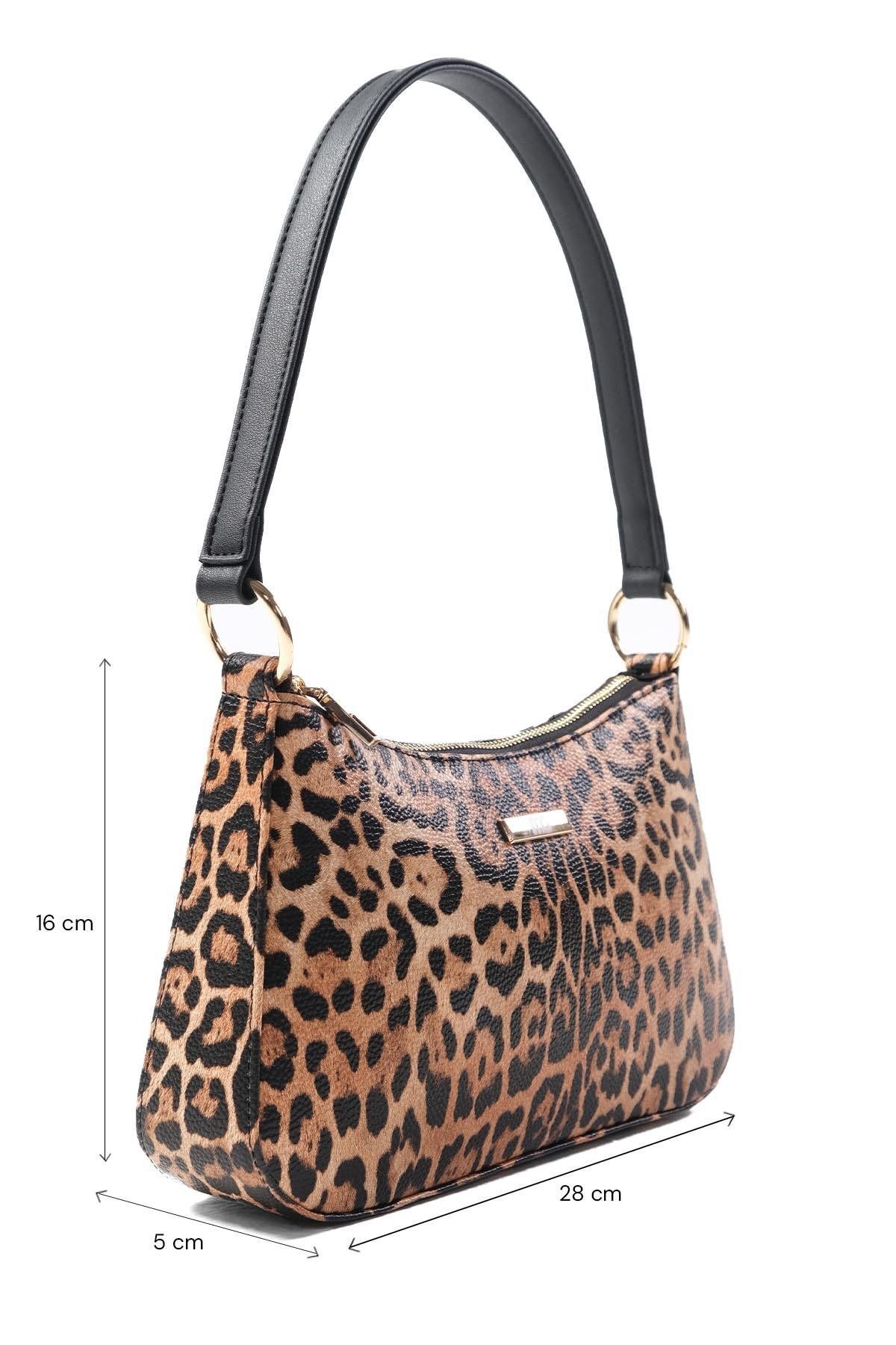 Mio Gusto-Leopard Patterned Women's Hand and Shoulder Bag 2