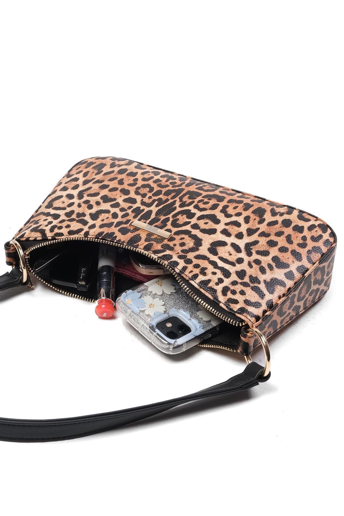 Mio Gusto-Leopard Patterned Women's Hand and Shoulder Bag 4