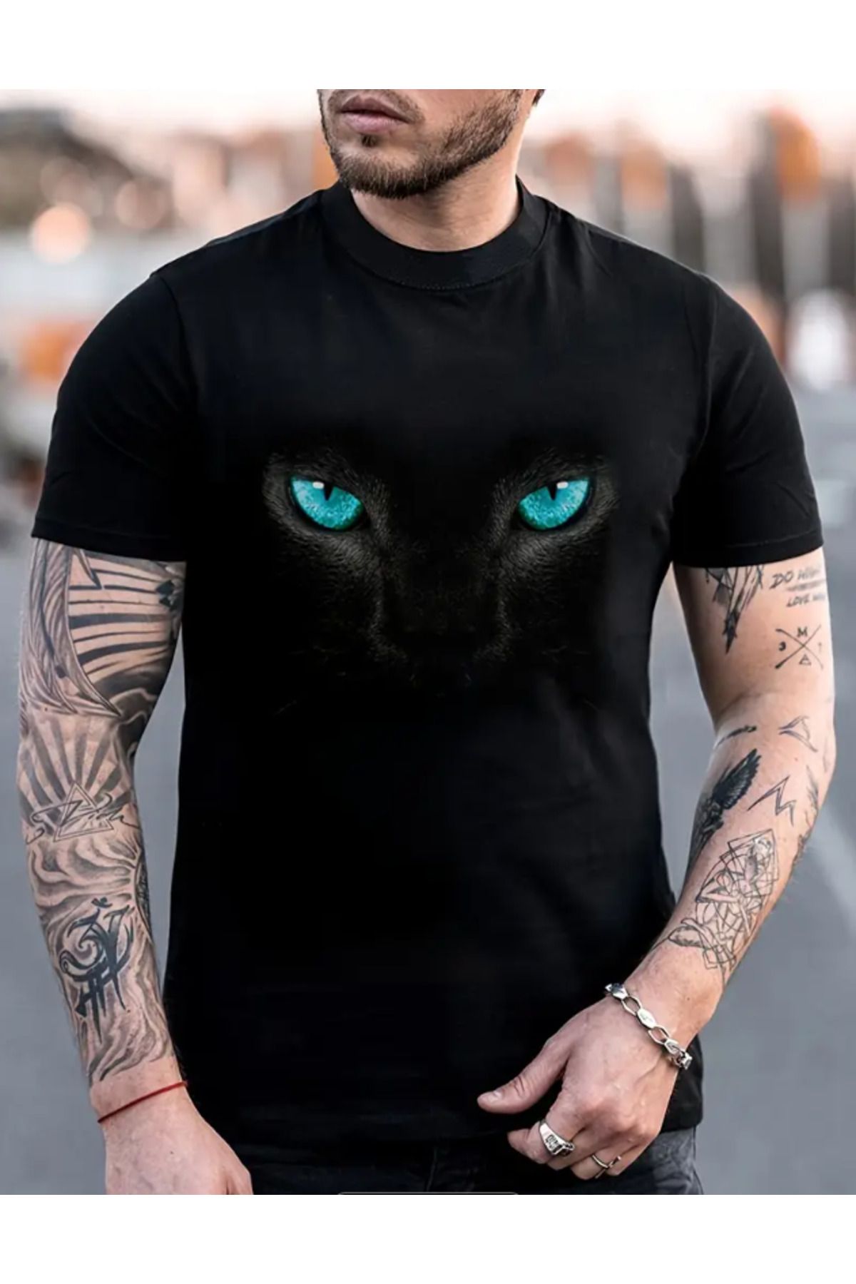 Marco Fresco Unisex Kedi Yüzü Baskılı T-Shirt