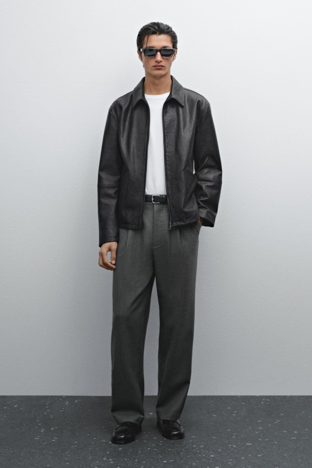 کت چرم ناپا ترک خورده Massimo Dutti