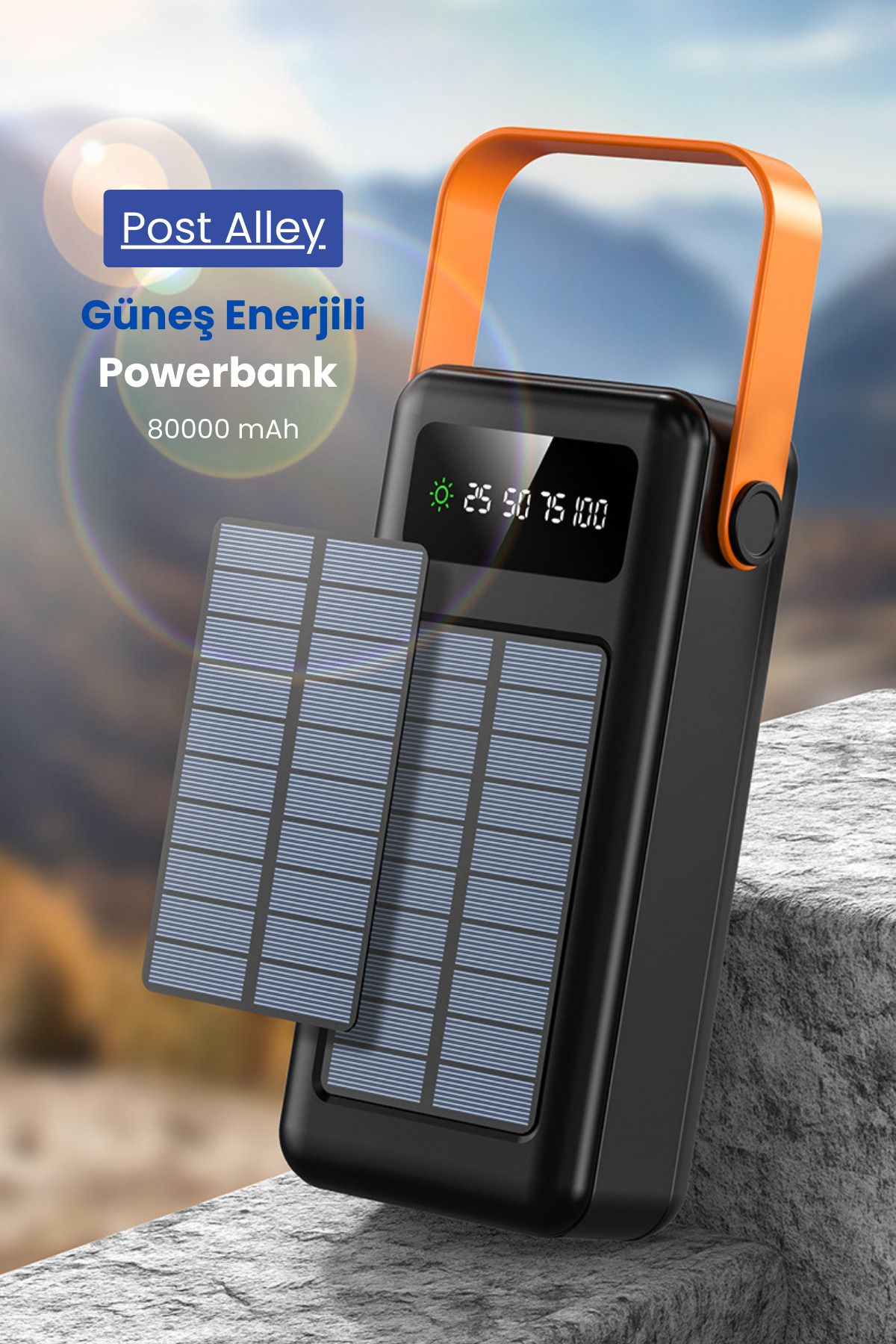 post alley Güneş enerjili 80.000mAh powerbank – Uzun Ömürlü Powerbank