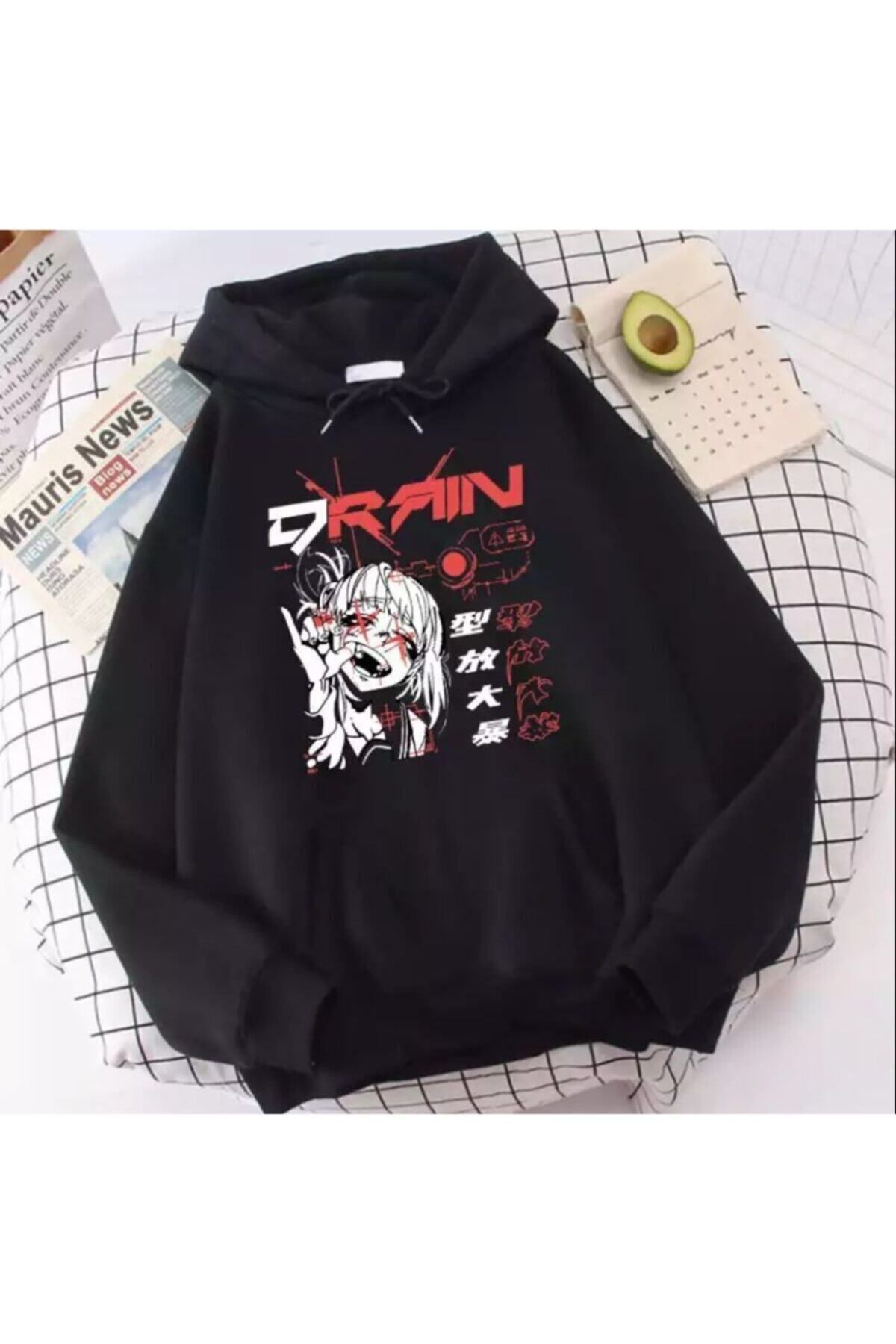 rengarenk outlet Gofeel Oversize Anime My Hero Academia Toga Karikatür Unisex Kapüşonlu Sweatshirt