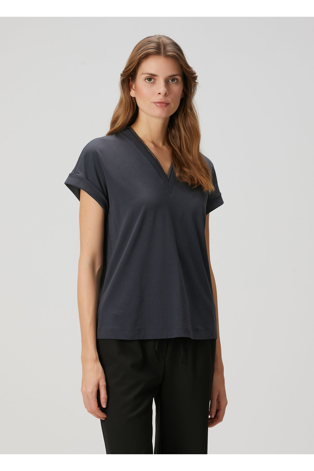 Brunello Cucinelli Lacivert T-shirt Beden: M