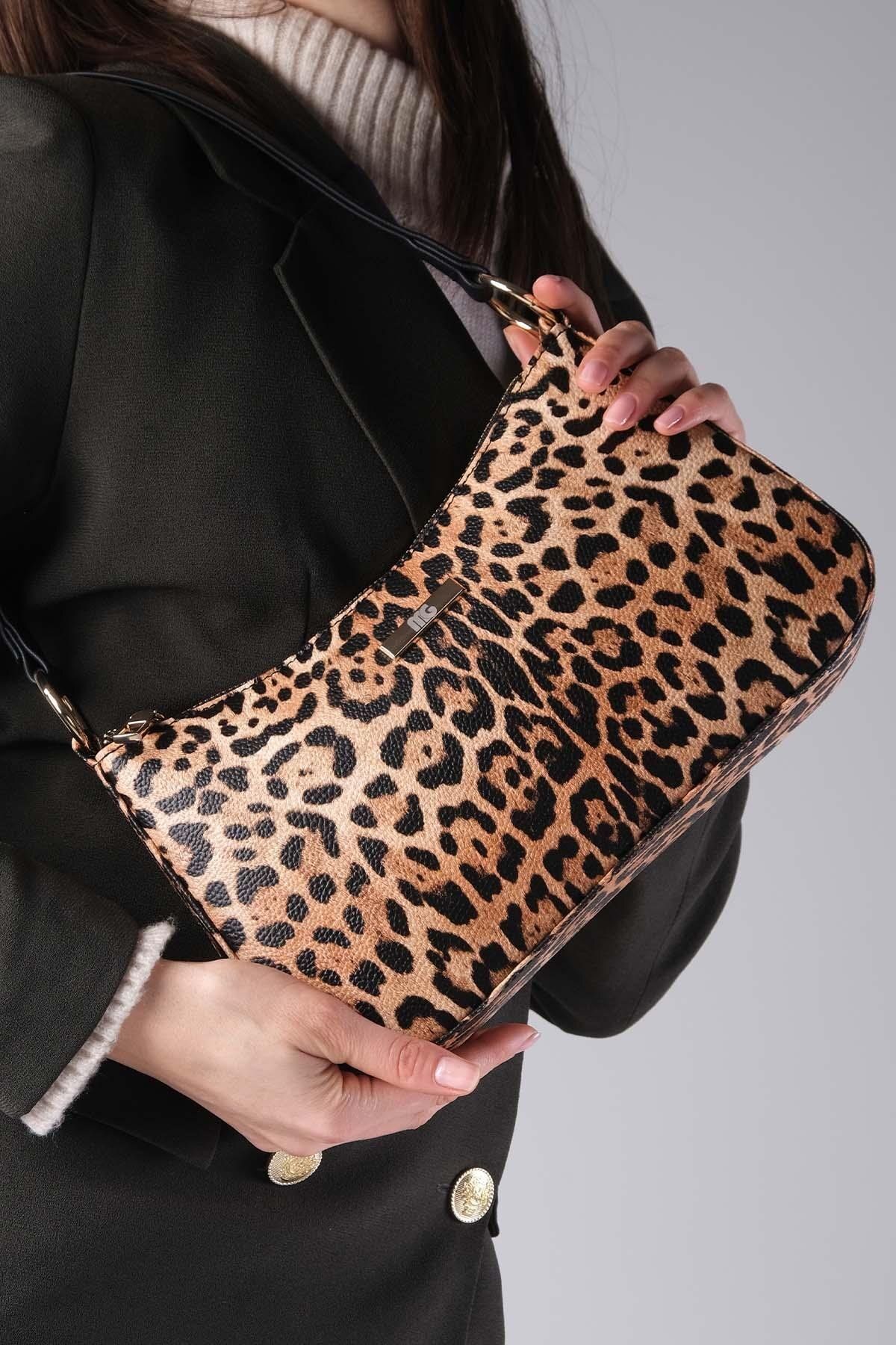 Mio Gusto-Leopard Patterned Women's Hand and Shoulder Bag 3