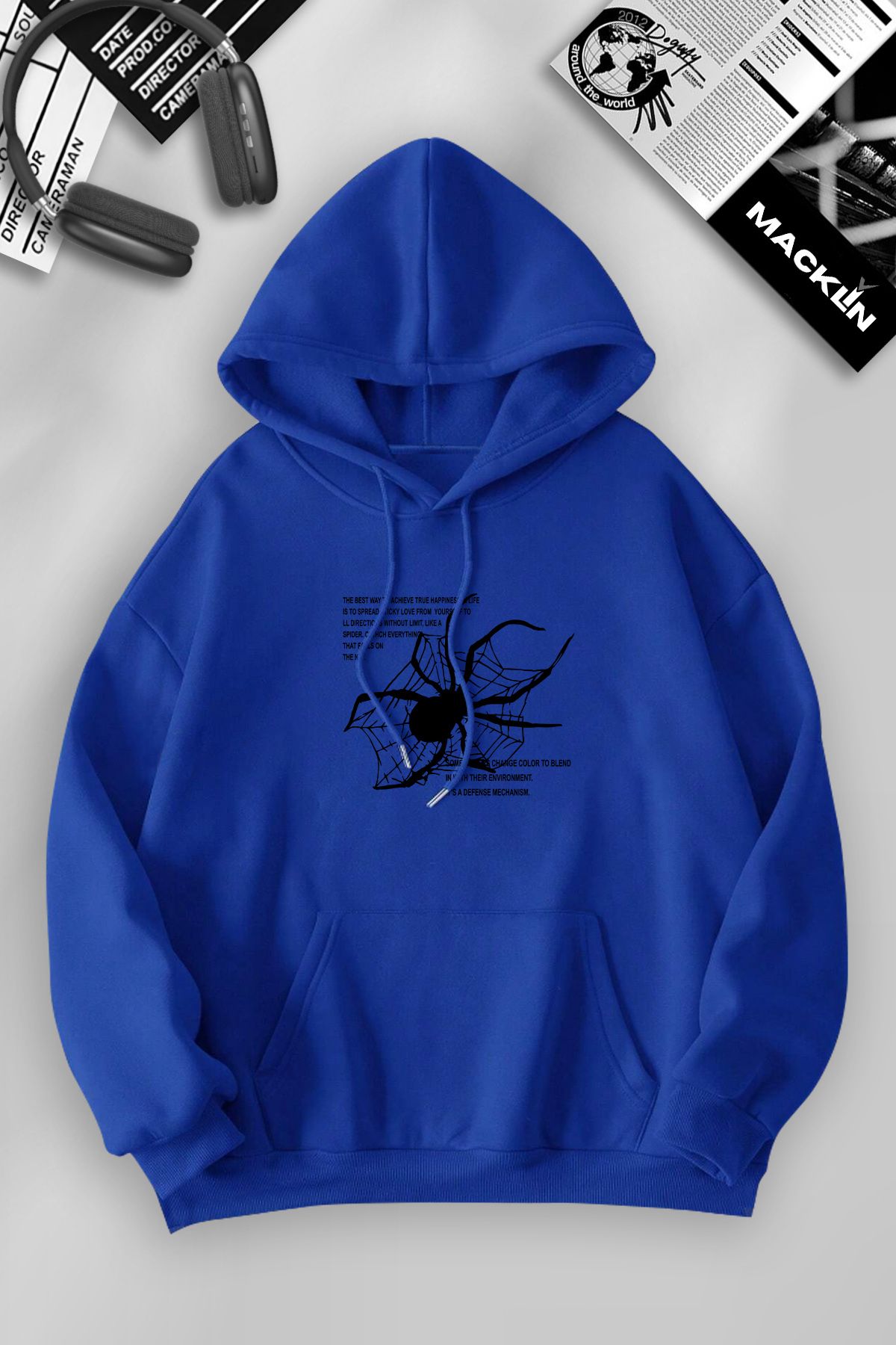 darkopia Unisex Kadın Erkek The Best Way Spider Baskılı Kapüşonlu Basic Sweatshirt