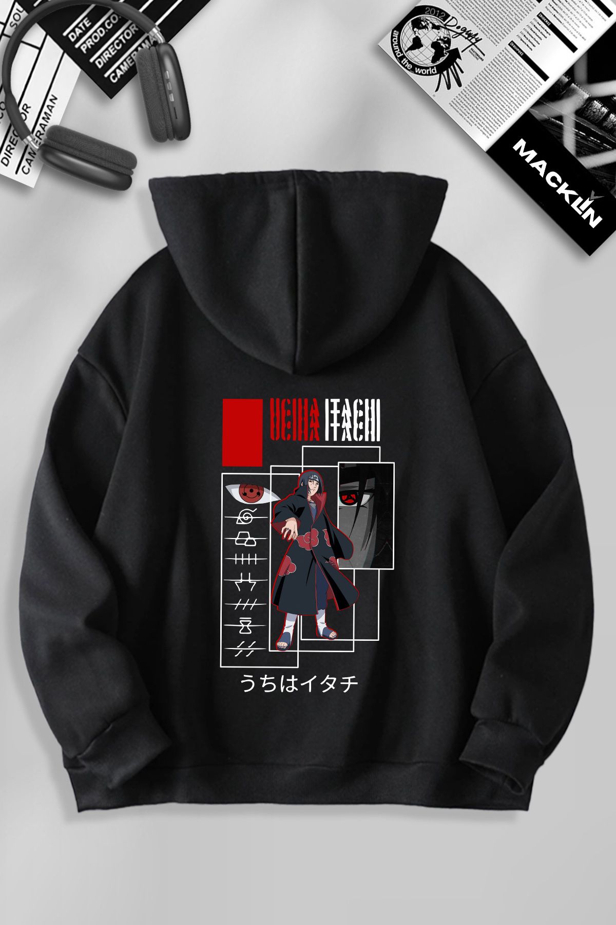 darkopia Unisex Kadın Erkek Uchiha İtachi Baskılı Kapüşonlu Basic Sweatshirt