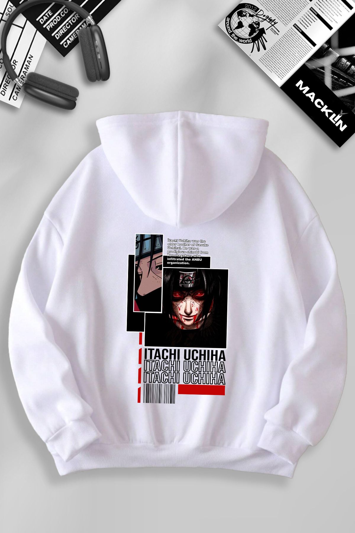 darkopia Unisex Kadın Erkek Uchiha Baskılı Kapüşonlu Basic Sweatshirt