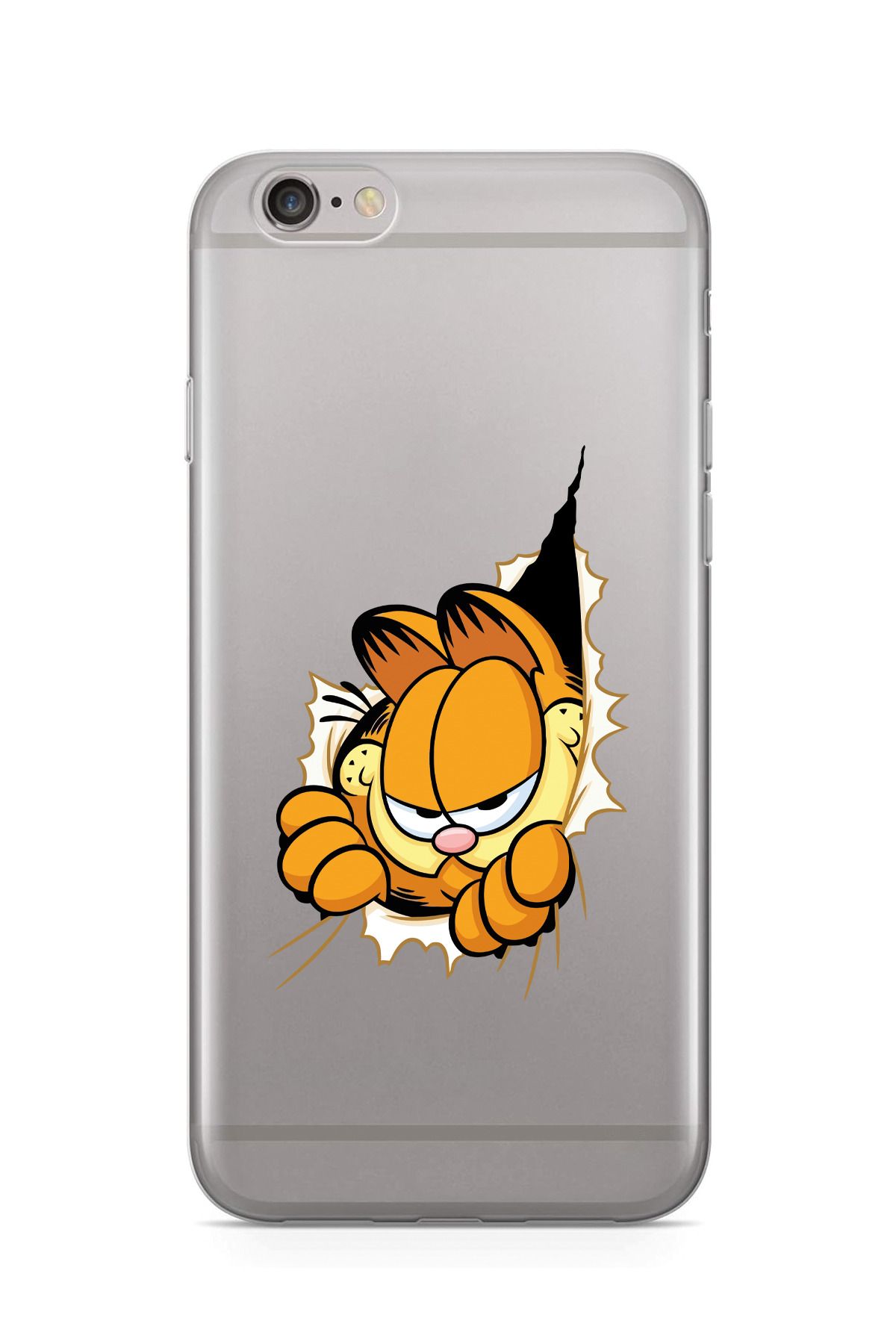 moonset Iphone 6 Plus / 6S Plus Uyumlu Garfield Tasarımlı Baskılı Şeffaf Telefon Kılıfı