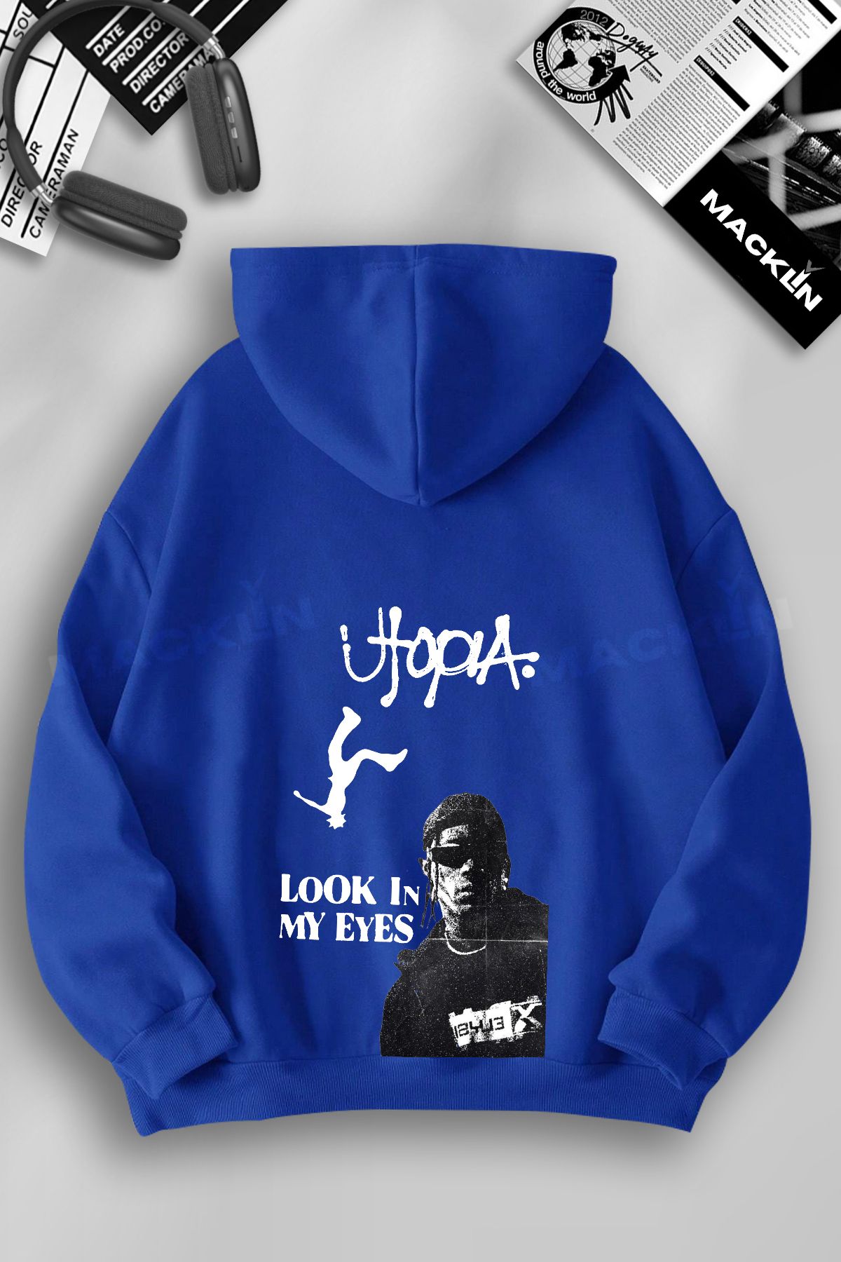 darkopia Unisex Kadın Erkek Utopia Look In My Eyes Baskılı Kapüşonlu Basic Sweatshirt