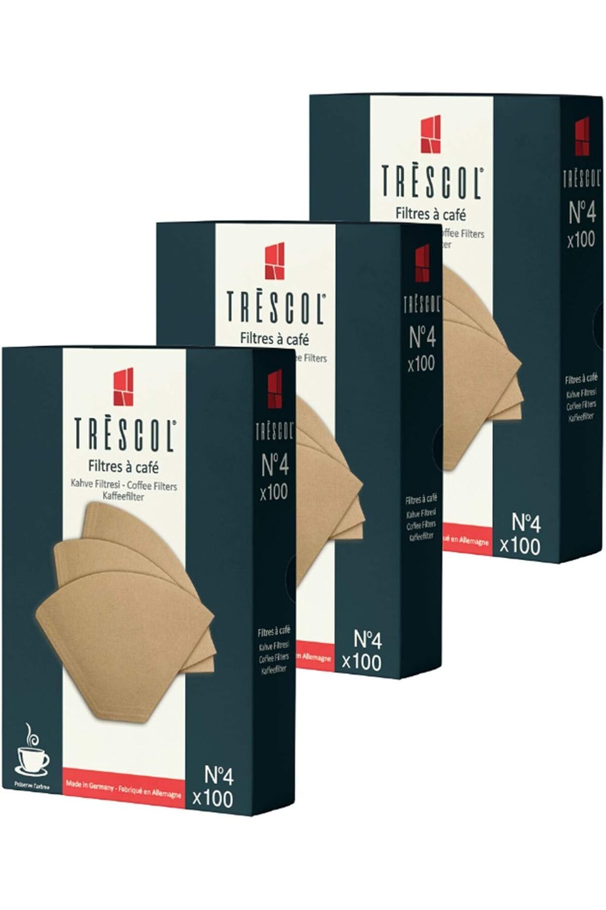 MCreative Kahve Filtresi 4 Numara (Büyük Boy) Naturel Kağıt 3X100 300'lü Paket