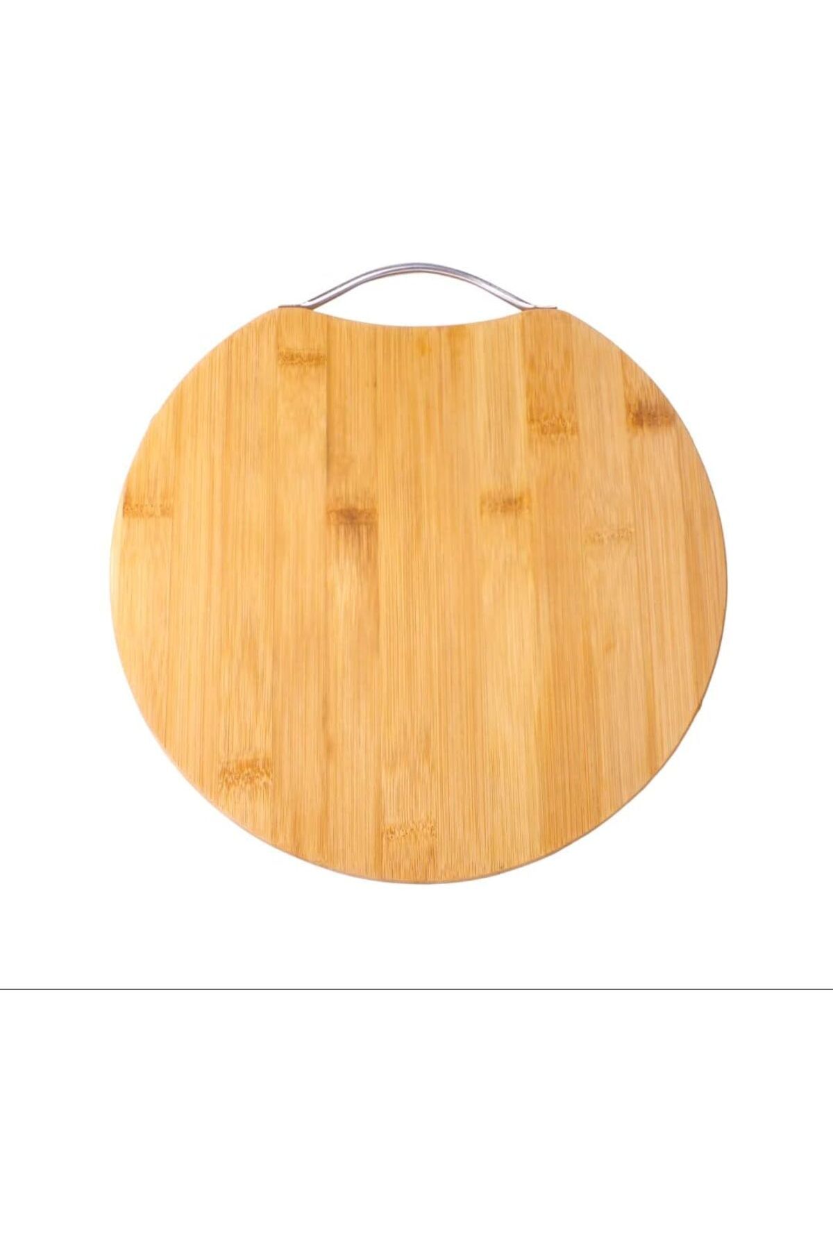 STOREMAX lbstorex Bambu Kesim Sunum Tahtası Yuvarlak 28 * 28 * 1,5 Cm, Asma Aparatlı Kesme Tahtası, Ahşap