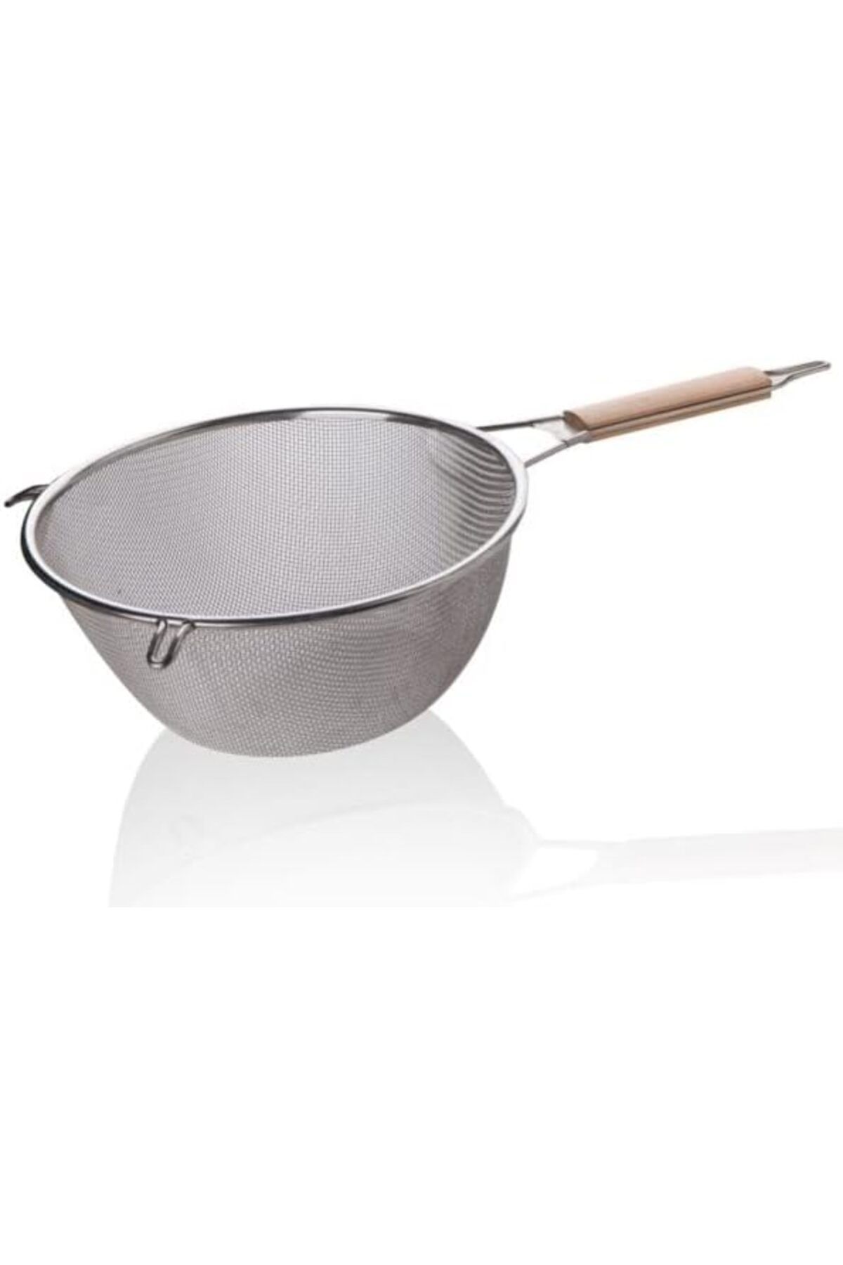 STOREMAX lbstorex Ahşap Saplı Paslanmaz Çelik Süzgeç, Büyük Boy Metal Süzgeç 24 * 10 Cm - Estetik ve