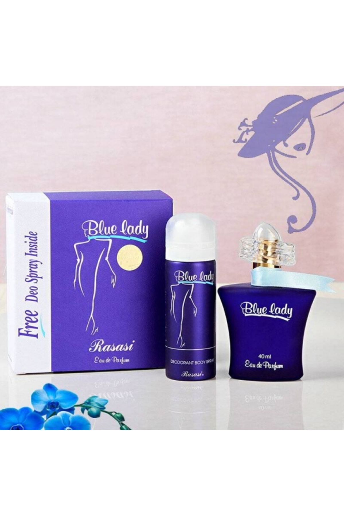 Rasasi-Blue Lady Edp + Free Deo Spray 40, 50Ml 2