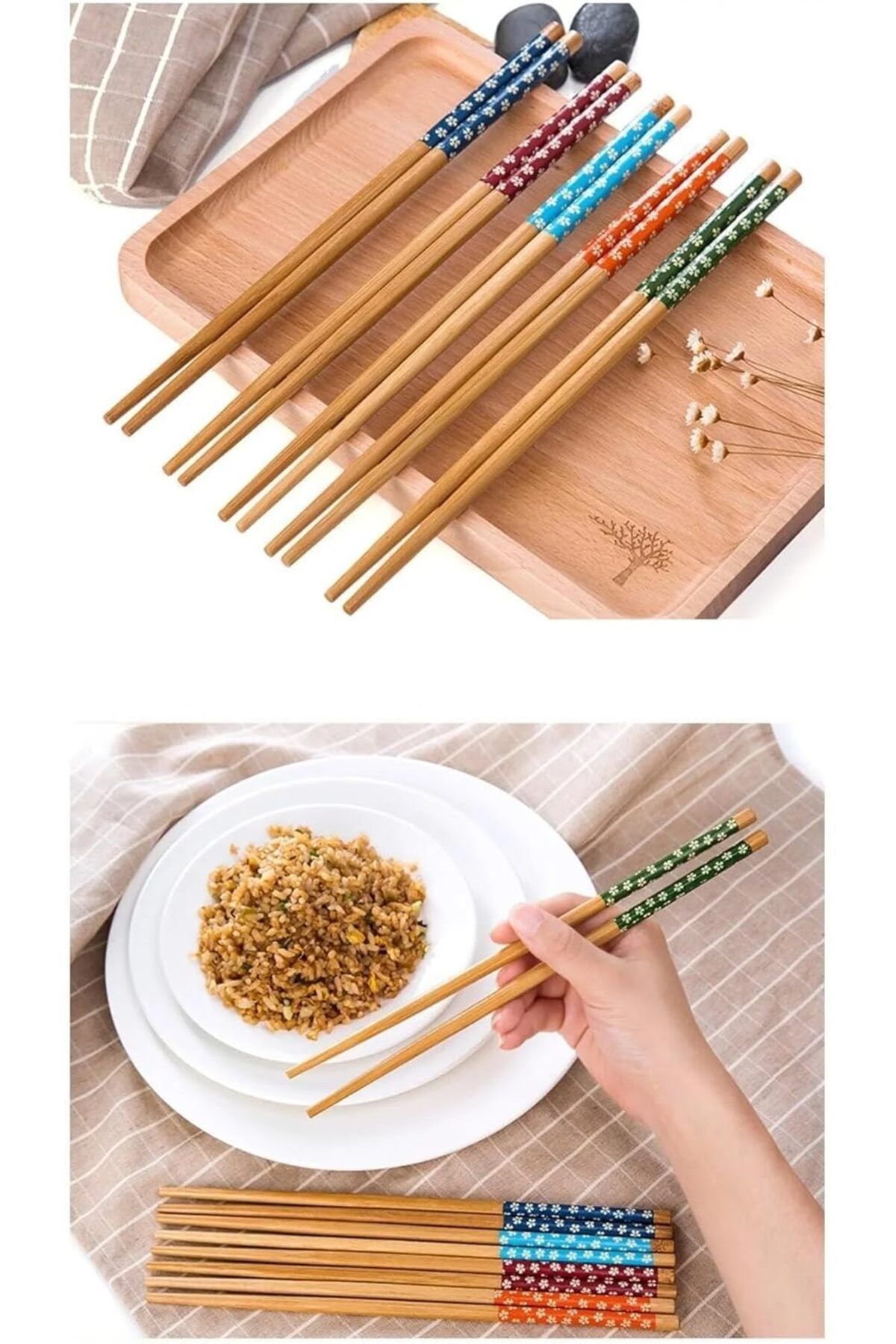 STOREMAX Erhnshp 5 Çift Bambu Chopstick, Desenli Sushi, Çin Yemeği Yeme Çubuğu Chopstick rnbuyshop 99534