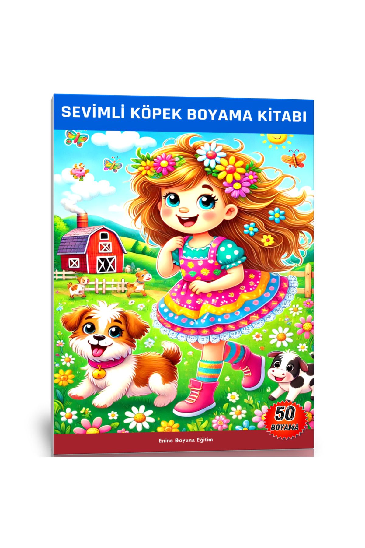 Enine Boyuna Eğitim Sevimli Köpek Boyama Kitabı (Laminasyonlu Örnek Boyamalar)