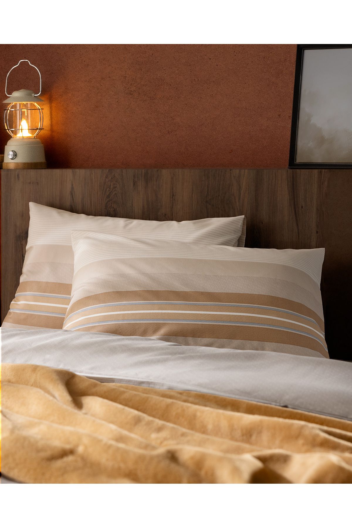 Madame Coco-Desty Camel Cotton Double Blanket Set 5