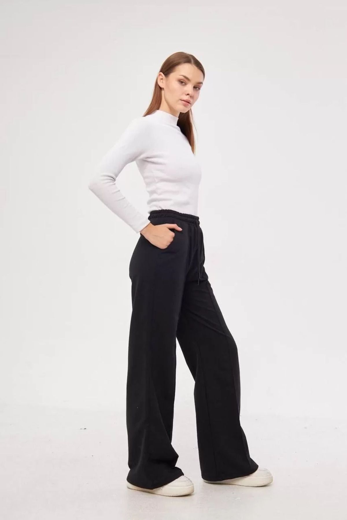SA Alişveriş Dünyam İki iplik Bol Paça Eşofman Pantalon - Siyah