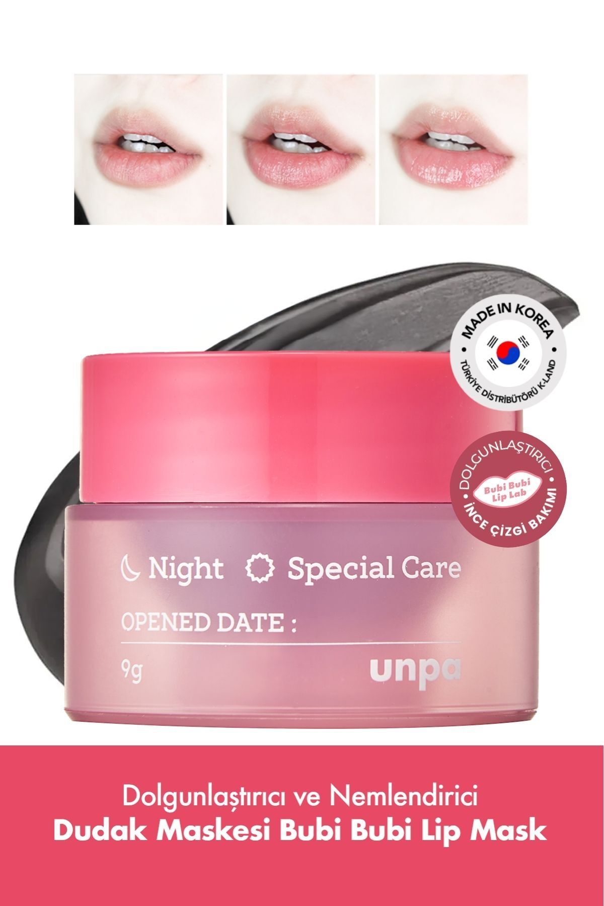 UNPA Dolgunlaştırıcı ve Nemlendirici UNPA Dudak Maskesi Bubi Bubi Lip Mask