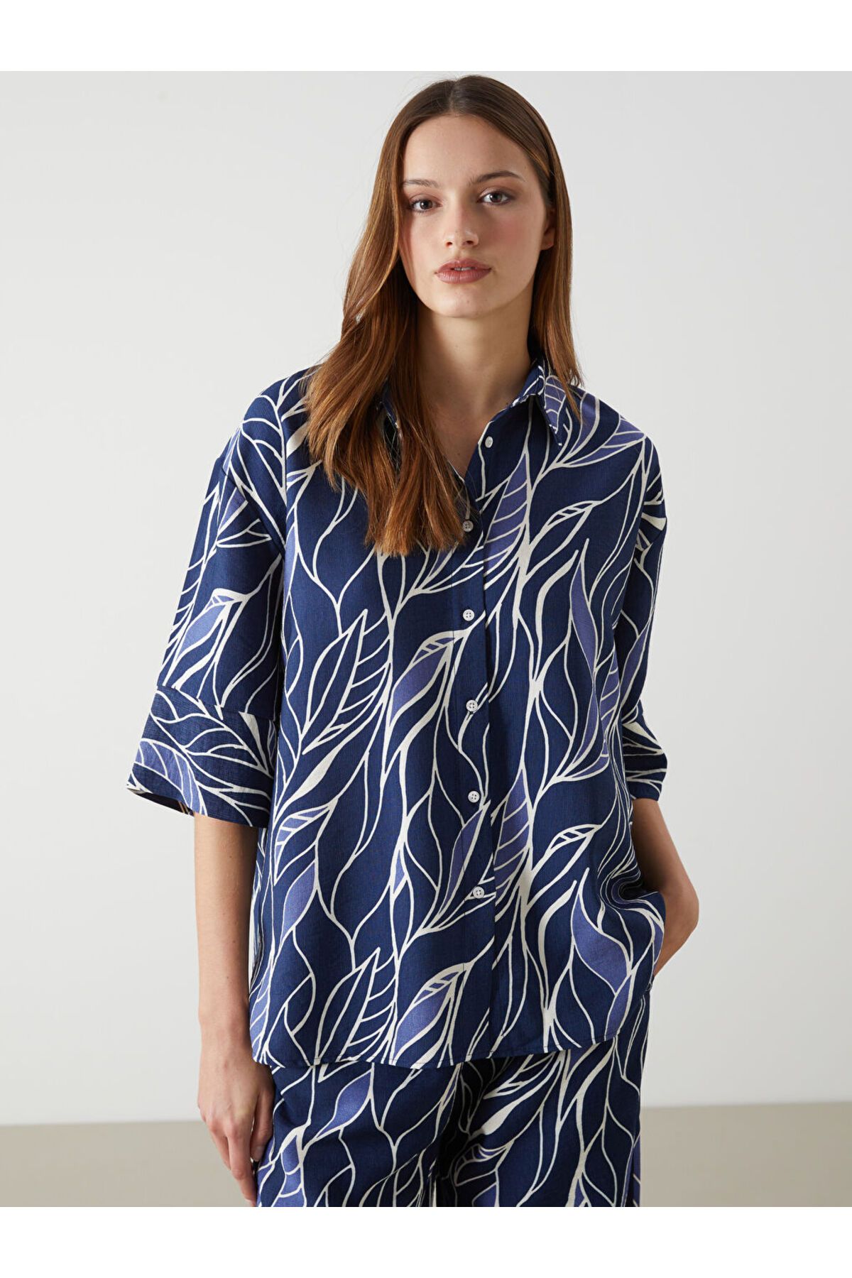 LC Waikiki Yeni Sezon Oversize Desenli Kadin Gomlek - S5KL33Z8
