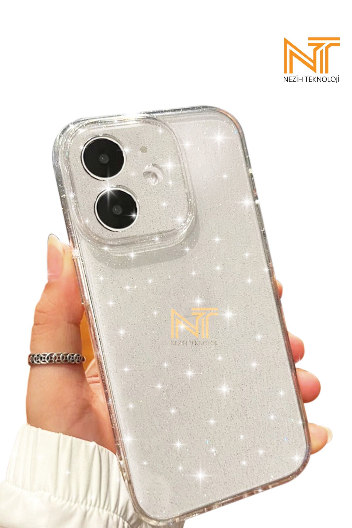 Nezih Case iPhone 11 Uyumlu Simli Şeffaf Kılıf