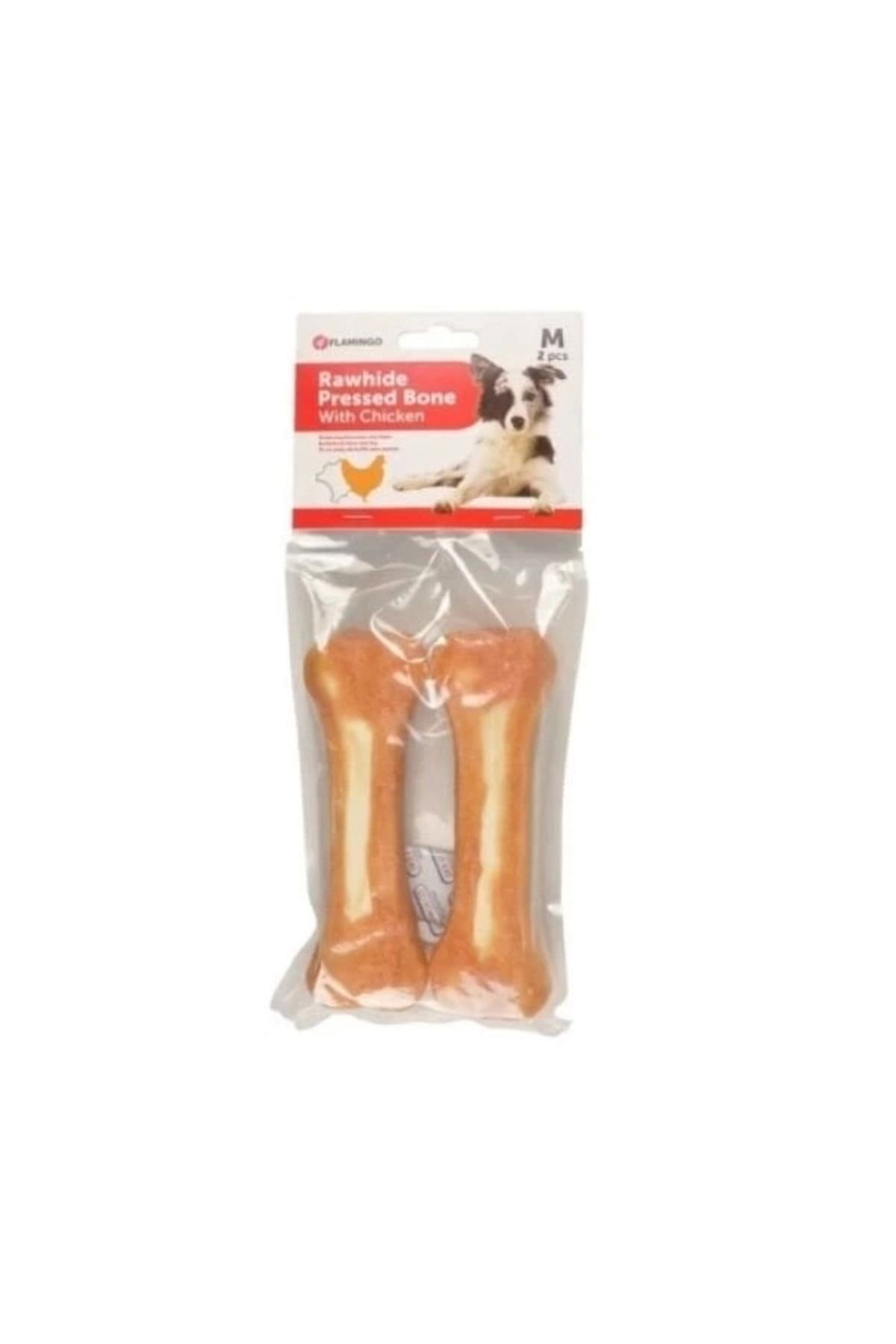 Flamingo Rhide Tavuk Kaplı Kemik Köpek Ödül Maması 2 Adet 15 Cm 220 Gr