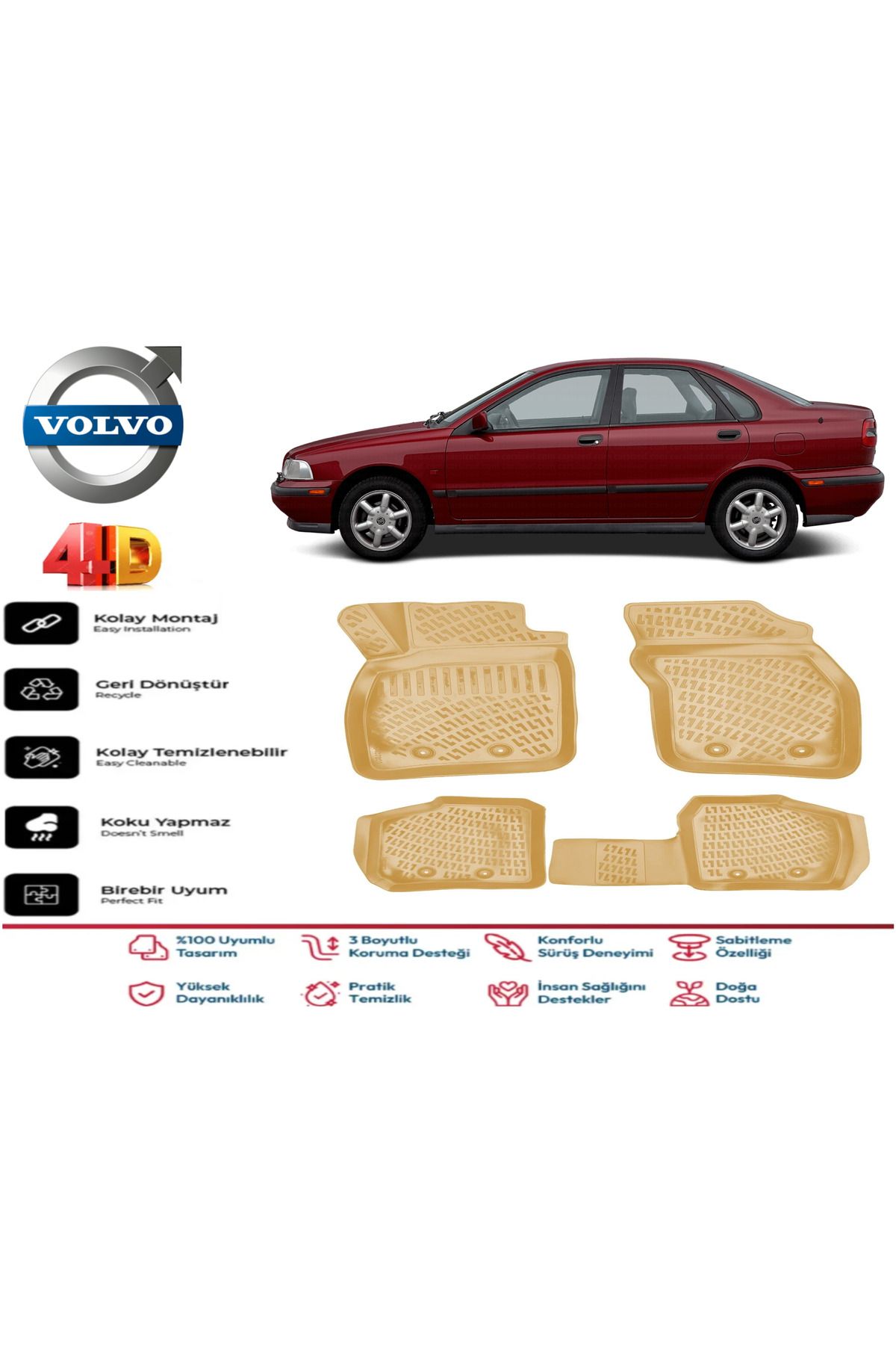 ko kaliteoto Volvo S40 2002 Model Uyumlu Bej Paspas Takımı