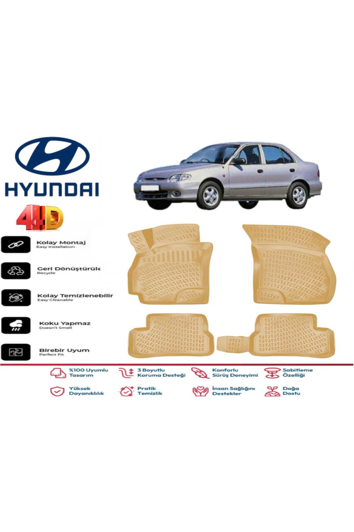 ko kaliteoto Hyundai Accent 2000 Model Uyumlu Bej Paspas Takımı