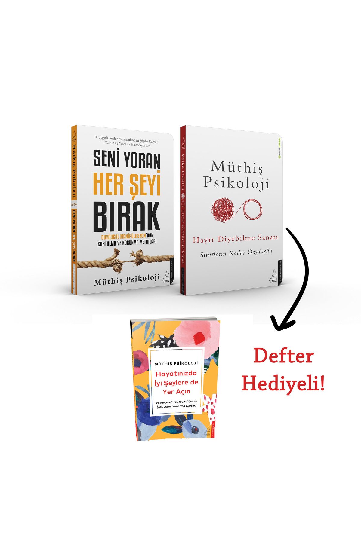 Destek Yayınları Müthiş Psikoloji Kitap Seti - Defter Hediyeli - Seni Yoran Her Şeyi Bırak - Hayır Diyebilme Sanatı