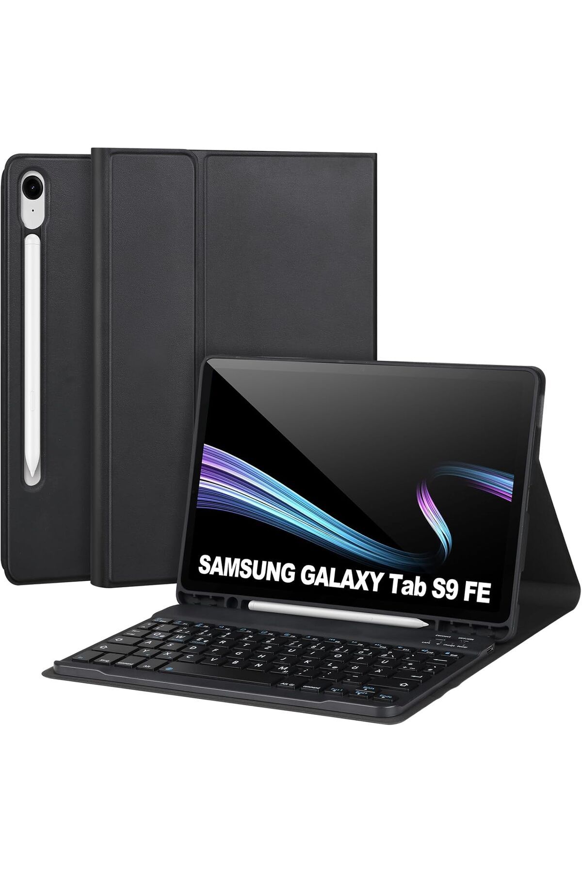 TEKNETSTORE Samsung Galaxy Tab S9 Fe 10.9" Q Türkçe Klavyeli Kılıf Kalem Bölmeli Bluetooth Özellikli Standlı