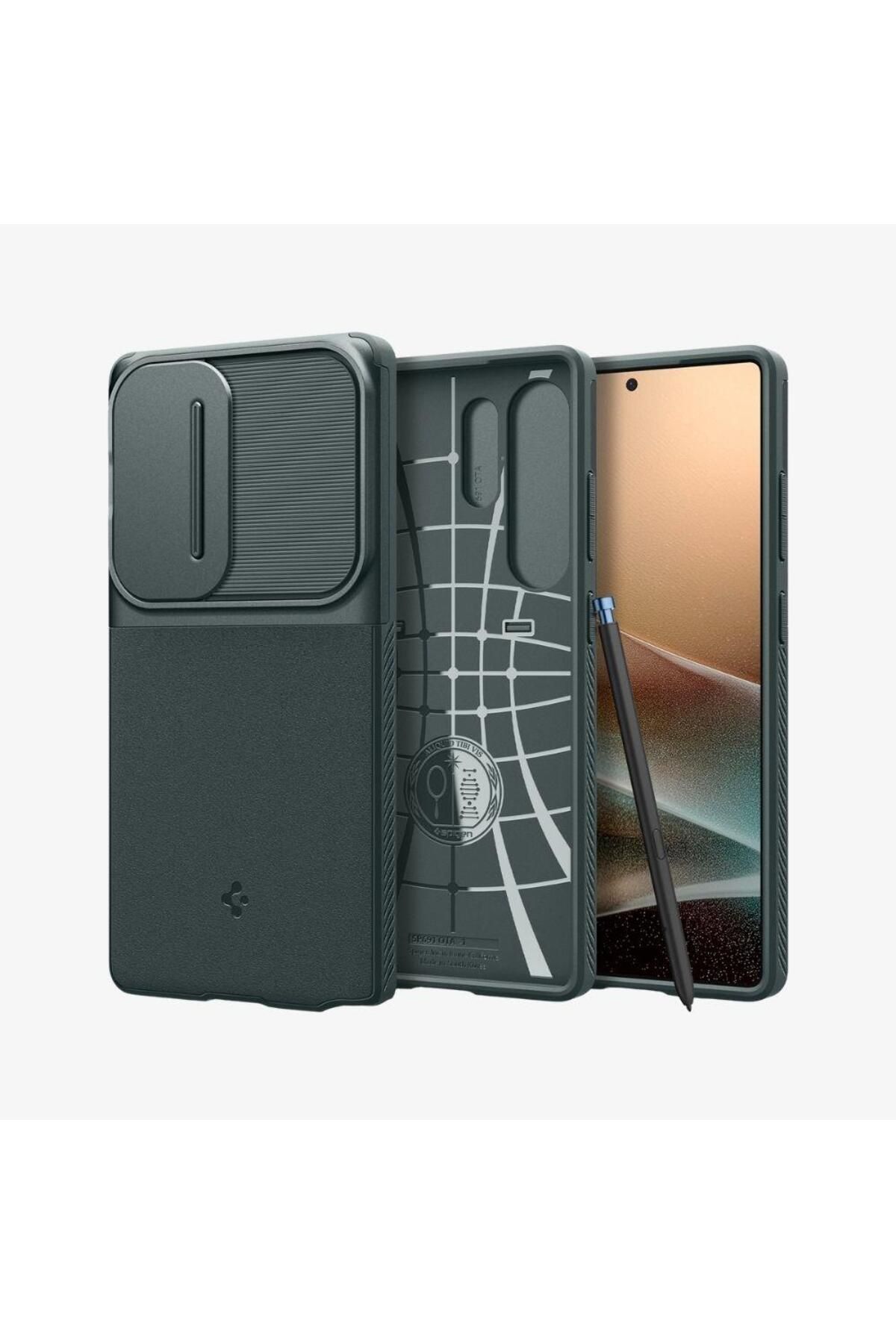 Spigen-Spigen Optik Armor for Samsung Galaxy S25 ULTRA case with Camera Lens Protector - Abyss Green 2