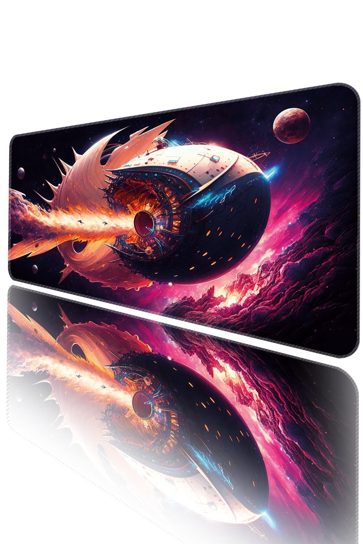 HELİXSUN-Mouse Pad Large Size Gaming Player Xxl 90x40 Cm Spaceship 3