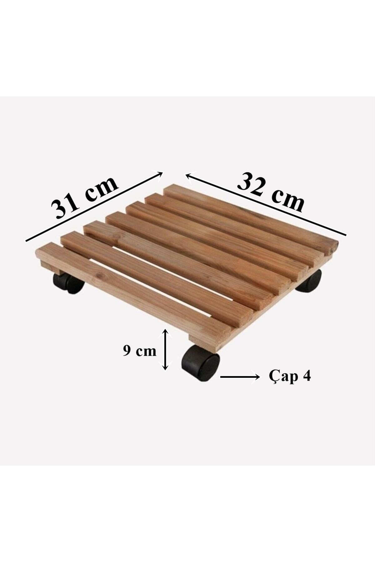 ALMITAL Ahşap Saksı Altlığı Damacana Tüp Saksı Sehpası Tekerlekli Kare Saksı Altlığı