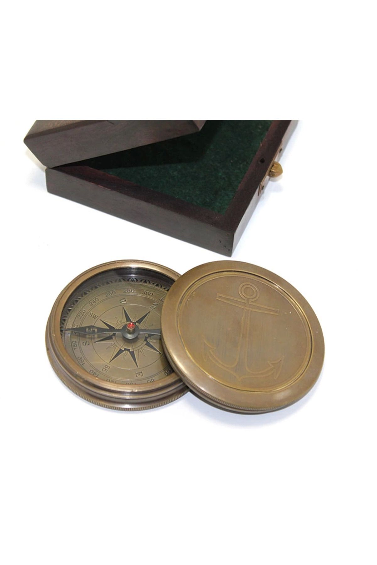 Goldhouse Ahşap Kutulu Pirinç Pusula Ksk41