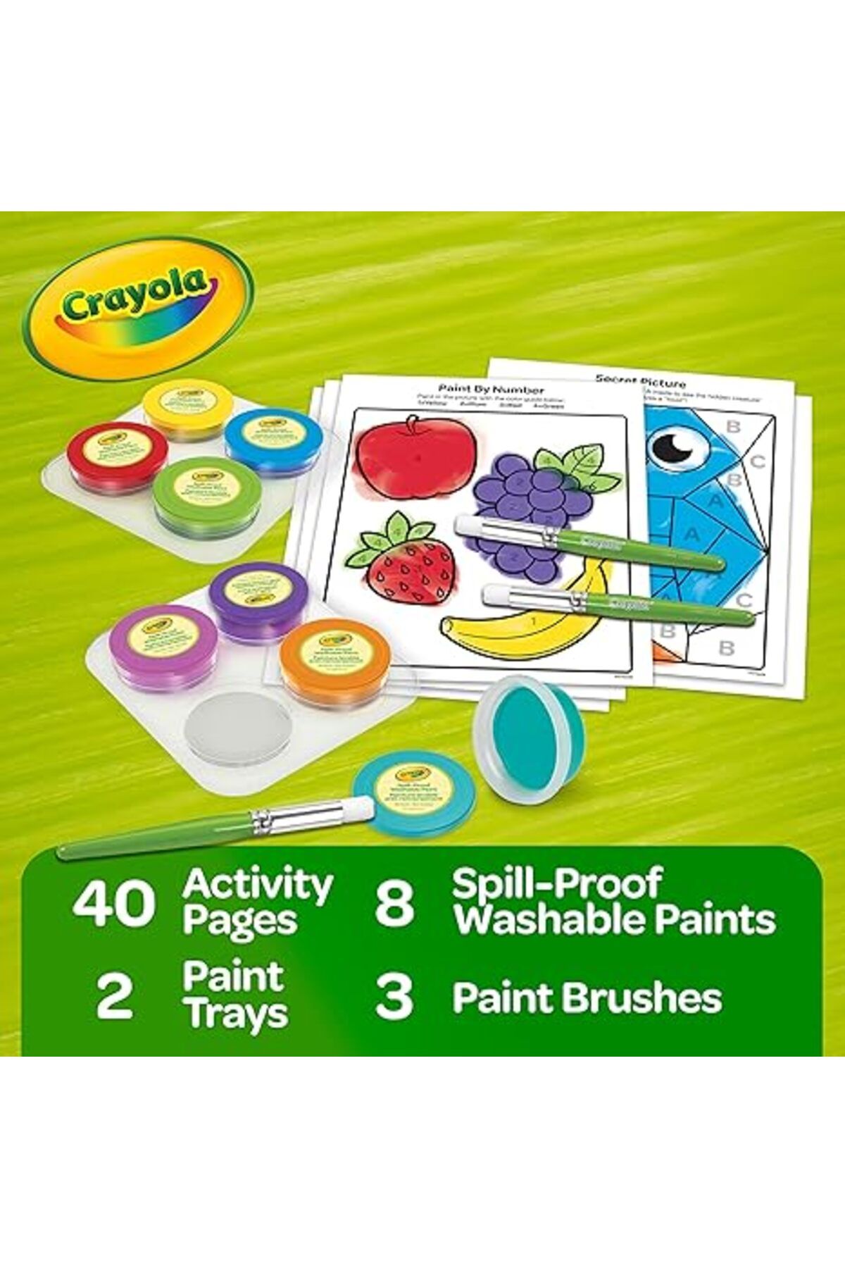 Crayola-مجموعة طلاء مقاومة للانسكاب وقابلة للغسل CY81-1518 2