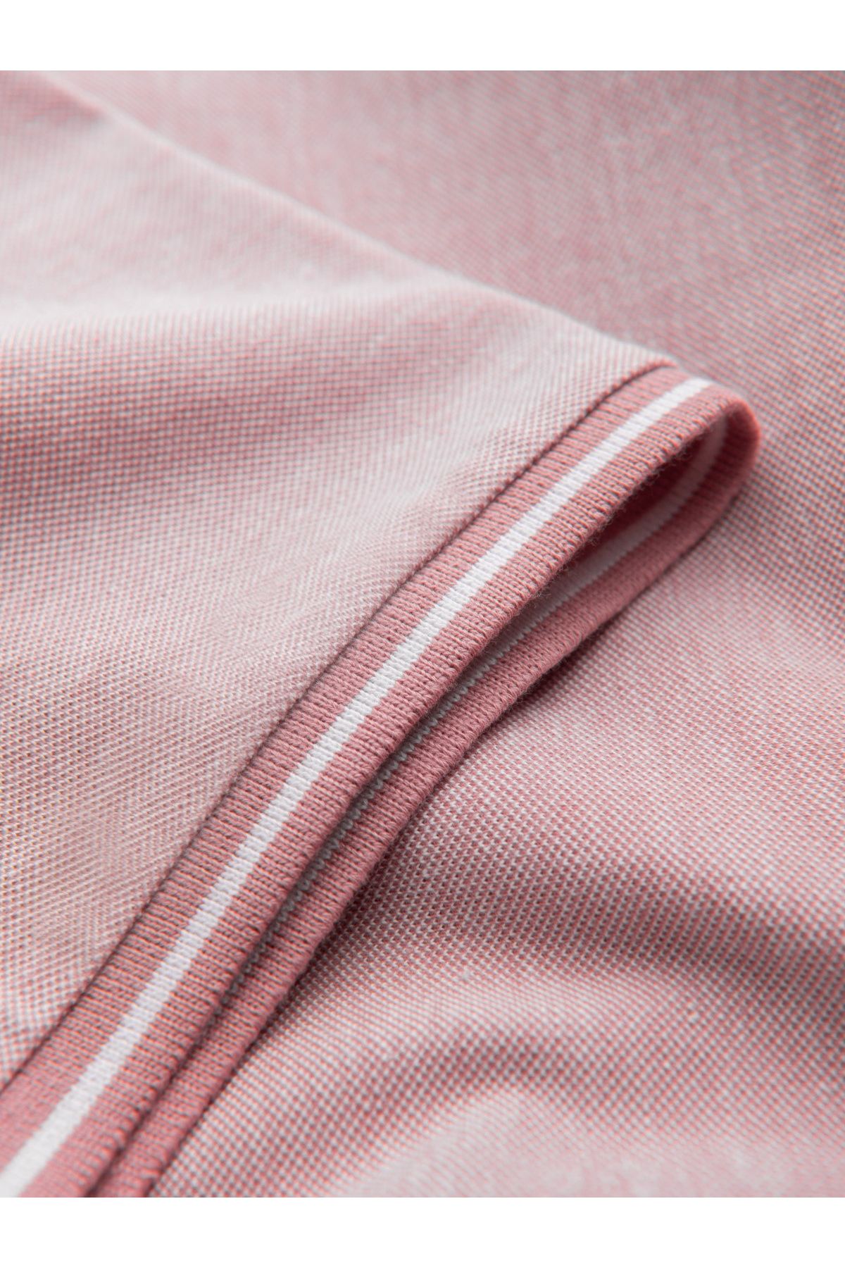 OMBRE-Melange men's polo shirt with striped collar - pink V2 OM-POSS-0109 M 7