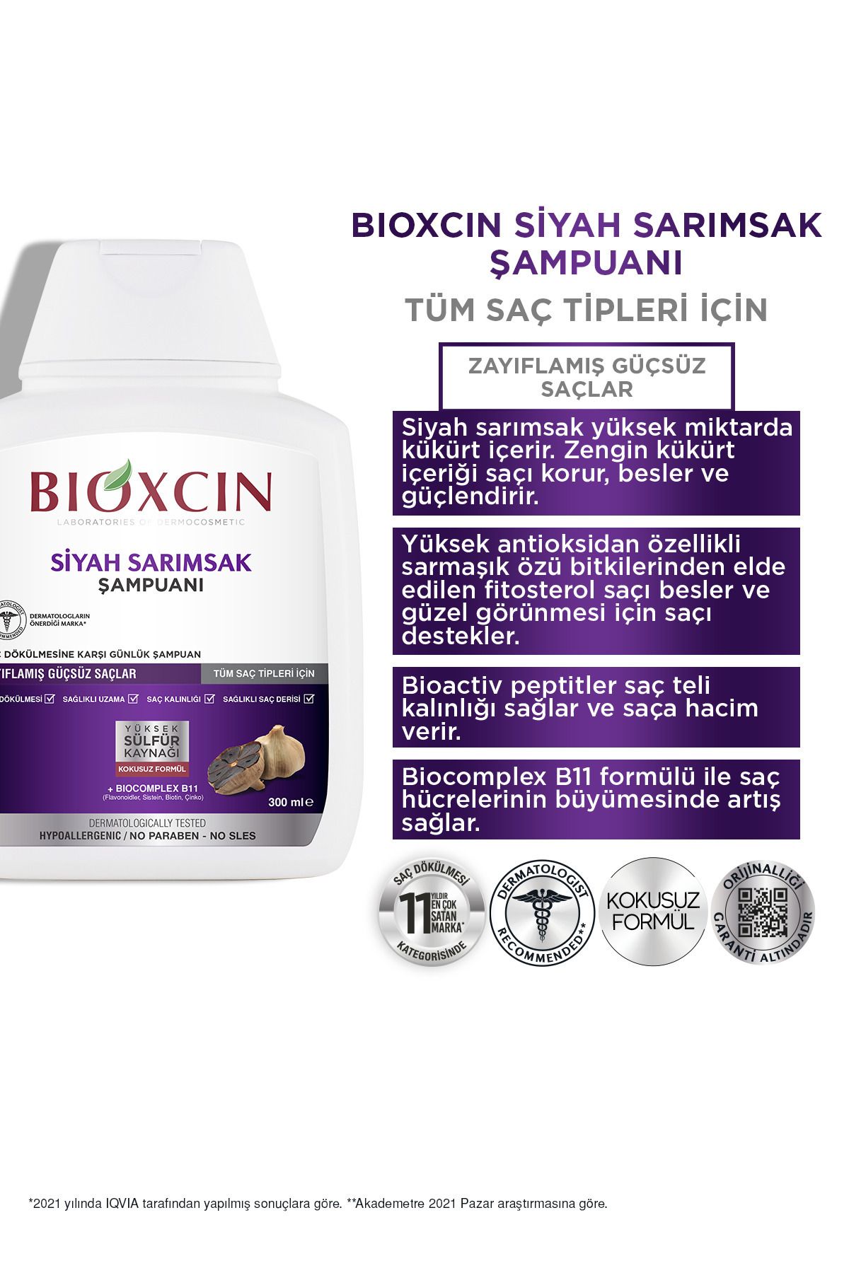 Bioxcin-Šampon s černým česnekem 300 ml- 2