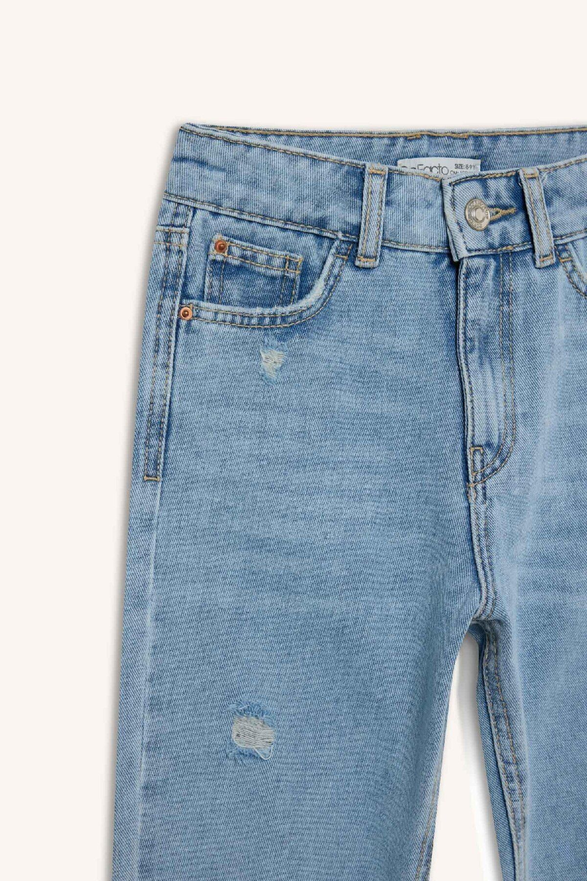 DeFacto-Dievčatá Mom Fit Standard Leg Jeans Nohavice D7095A825Sm 8