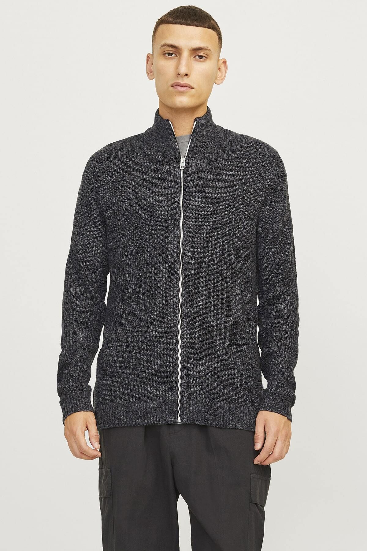 Jack & Jones Essentials Jjelewis Regular Fit Fermuarlı Dik Yaka Örme Hırka Erkek HIRKA 12257483